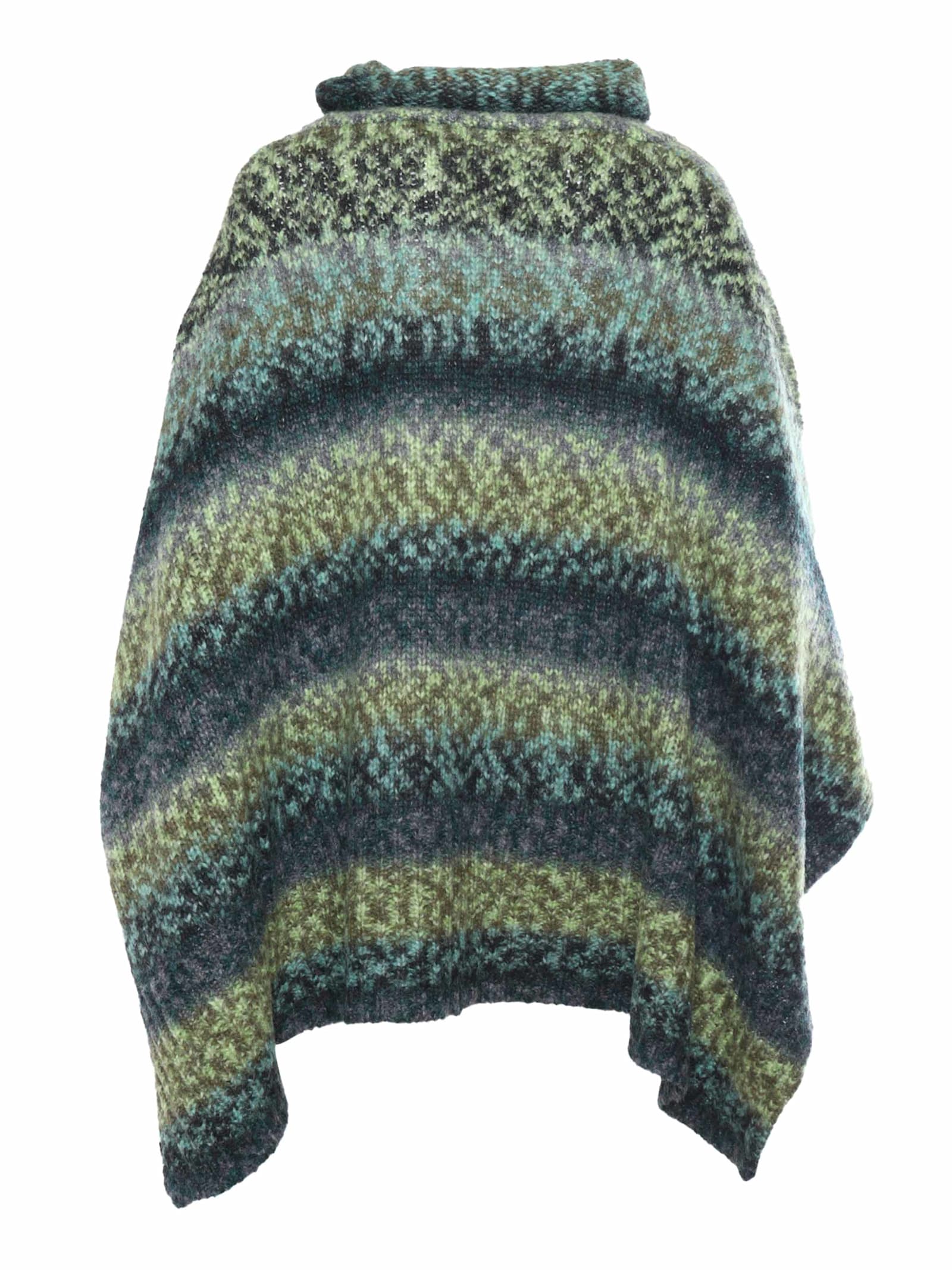 Shop Kangra Printed Turtleneck Cape In Green