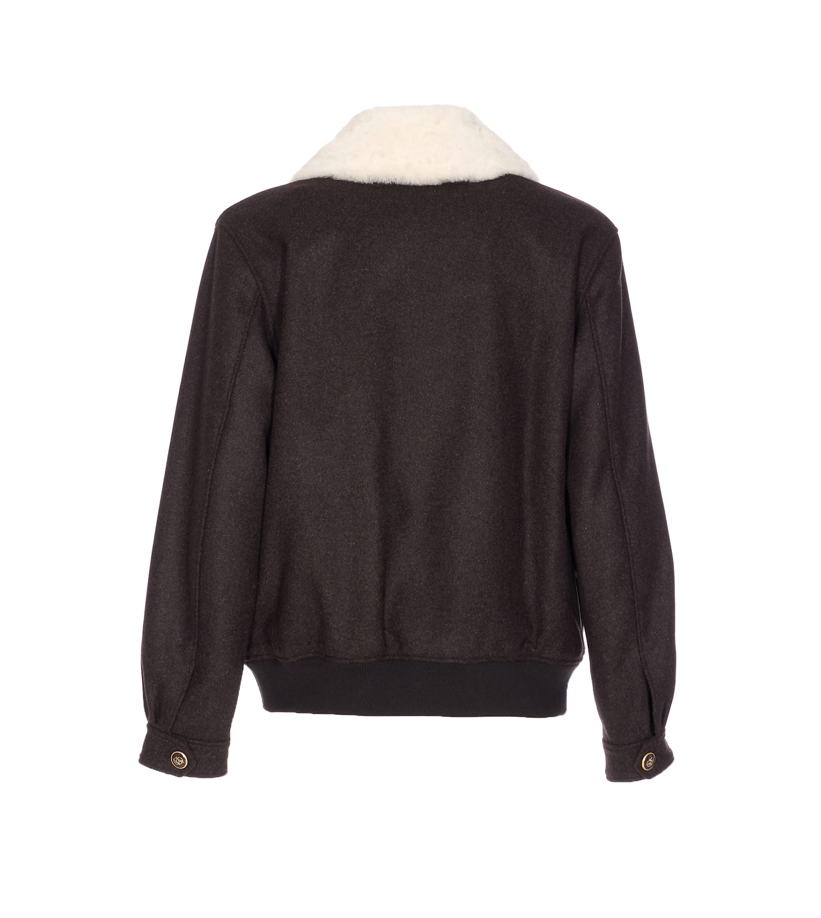 Drôle De Monsieur Long Sleeve Jacket With Faux Fur Collar In Black