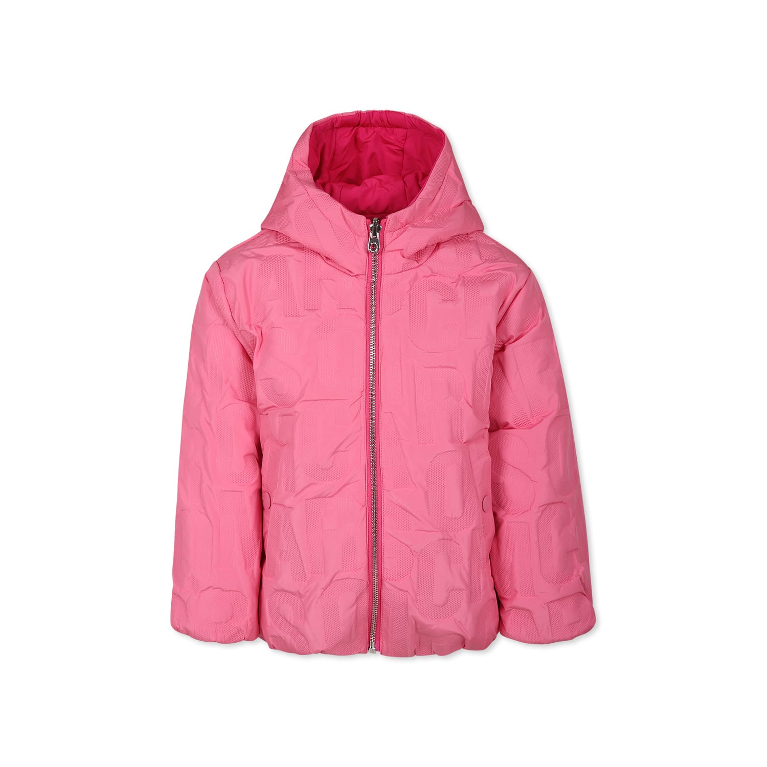 Marc Jacobs Fuchsia Reversible Down Jacket For Girl With Logo In Fuchsia