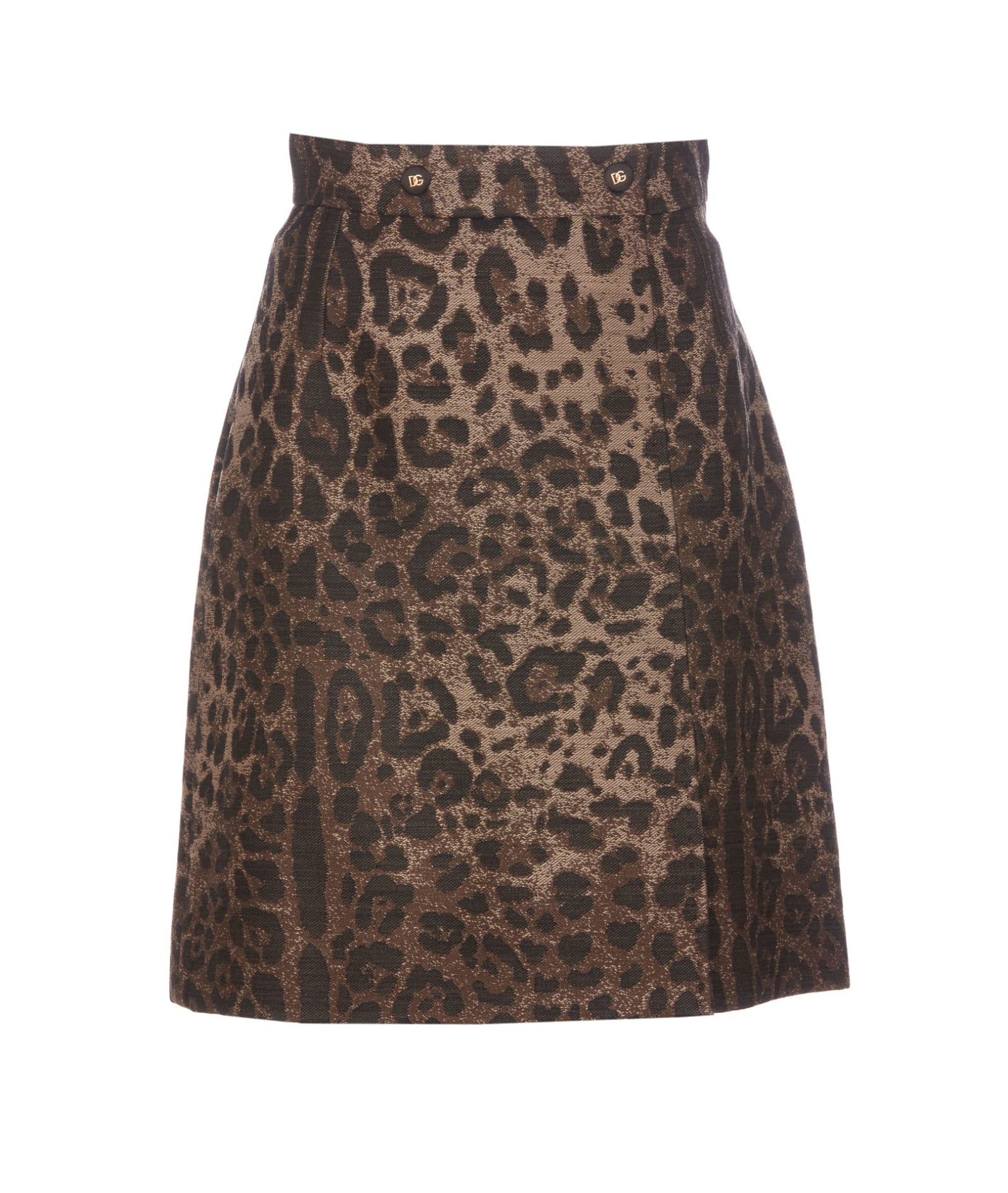 Dolce & Gabbana Printed Leo Skirt In Brown
