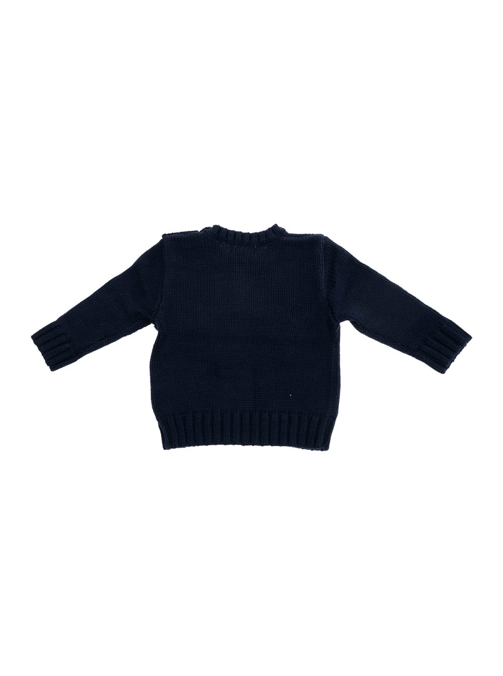 Polo Ralph Lauren Blue Crewneck Sweater With Embroidery On The Front And Button Closure On The Sleeve In Cotton Baby In Black