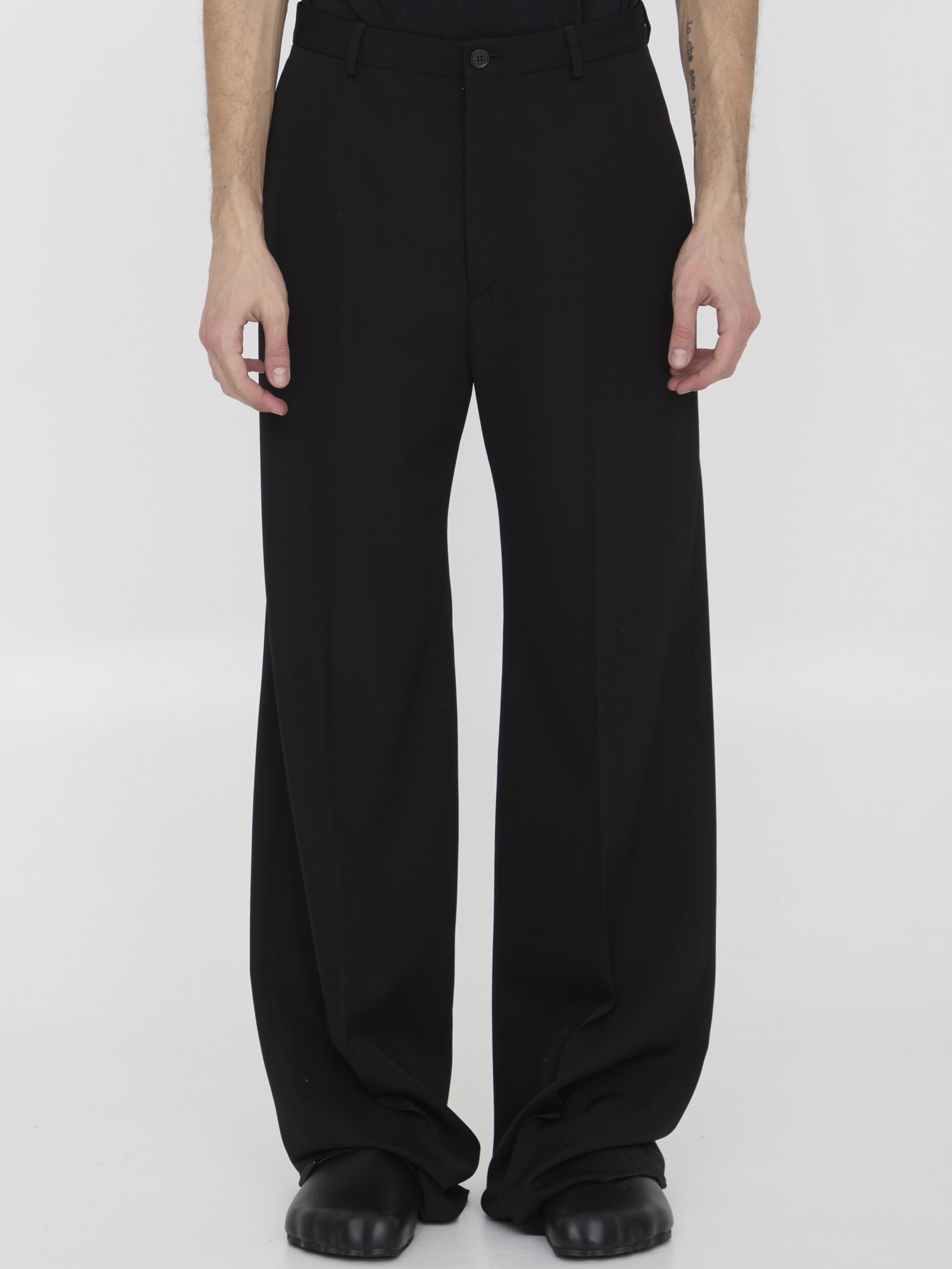 Shop Balenciaga Tailored Trousers In Black