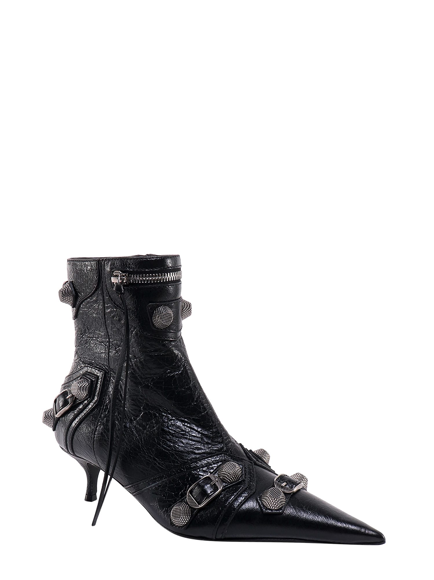 Balenciaga Cagole 50 Ankle Boots In Lamb Leather In Black