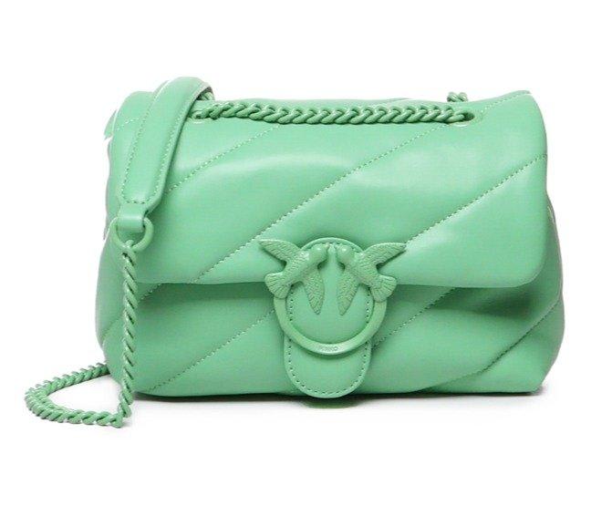 Pinko Love Bird Quilted Crossbody Bag In Green