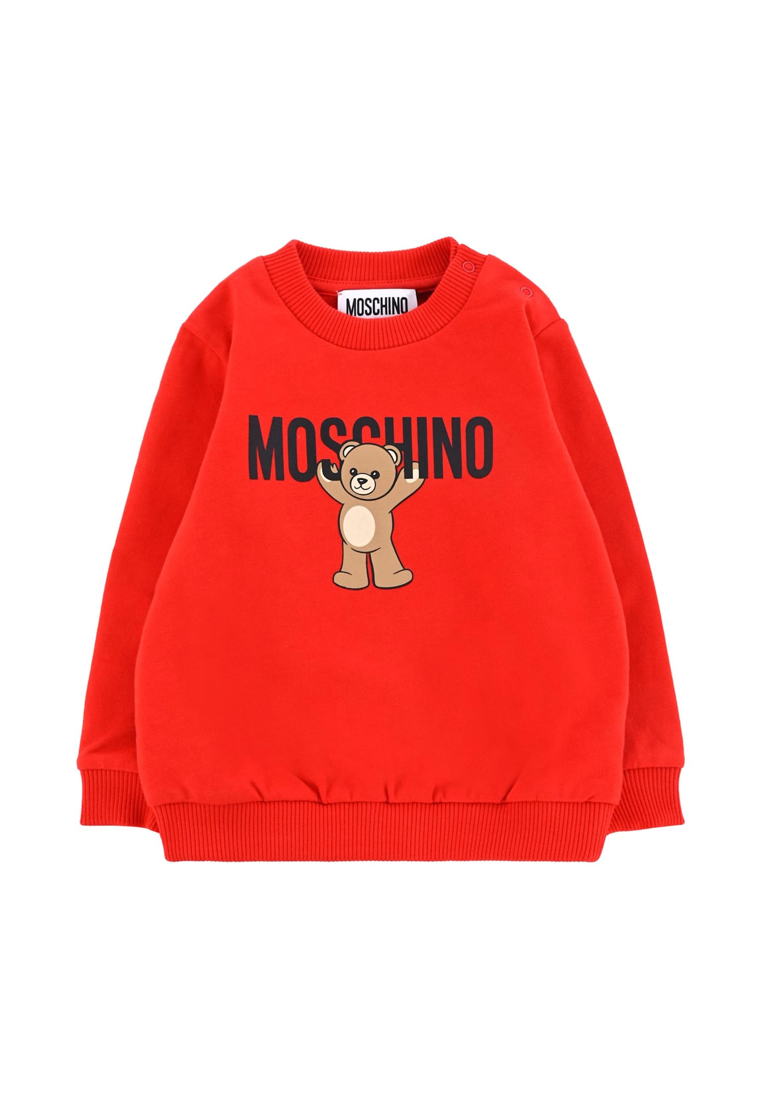 Moschino Red Sweatshirt For Babykids With Teddy Bear In Red