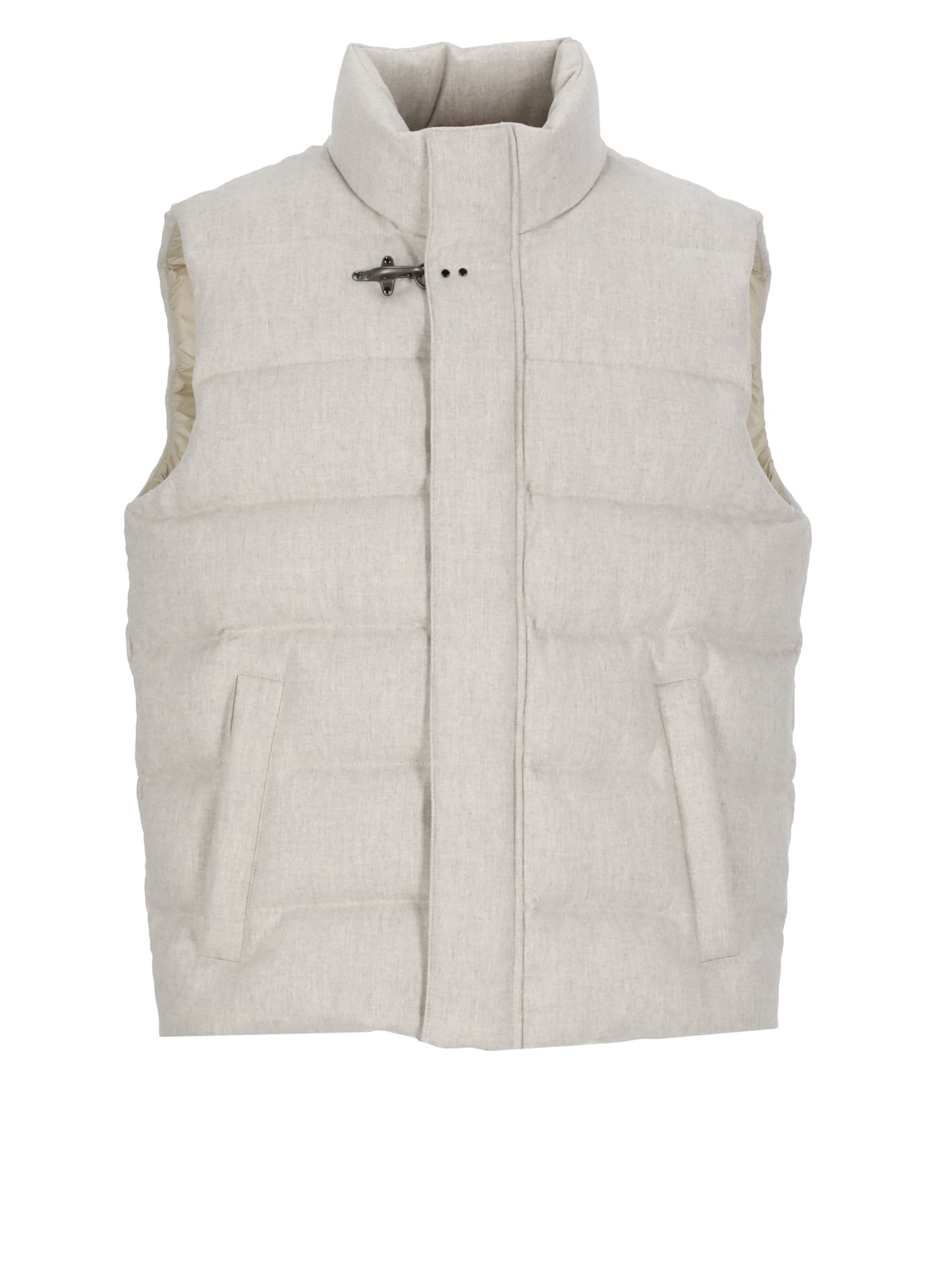 Padded And Quilted Wool Sleeveless Jacket