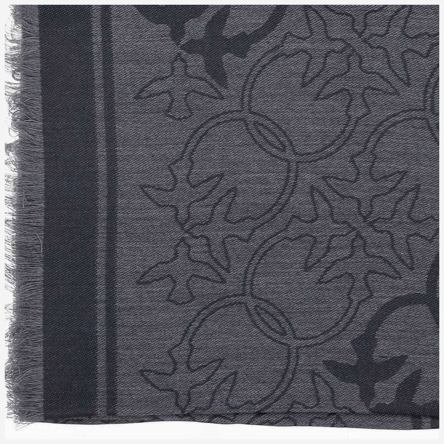 Pinko Viscose Blend Scarf With Love Birds Motif In Gray