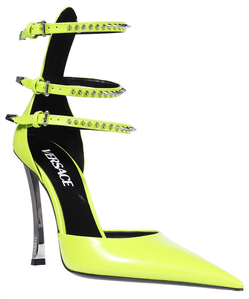 Versace Heeled Leather Sandals In Green