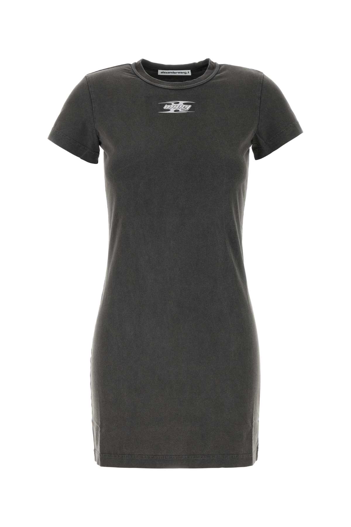 Shop Alexander Wang T Charcoal Cotton T-shirt Mini Dress In Washedcedar