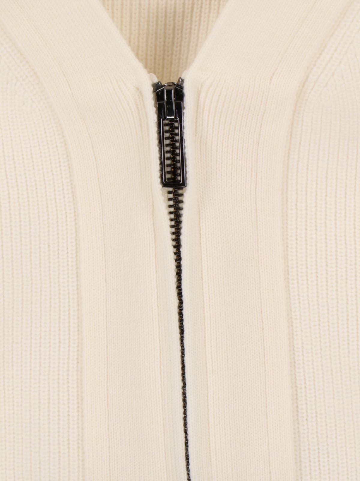 Shop Emporio Armani Knitted Zip Cardigan In Crema