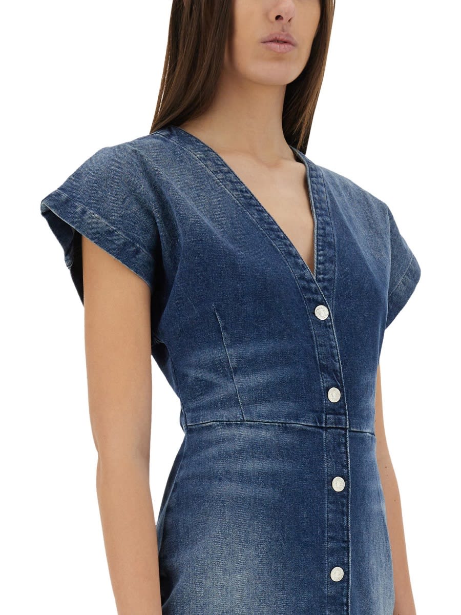 Moschino Slim Fit Denim Dress V-neckline In Denim