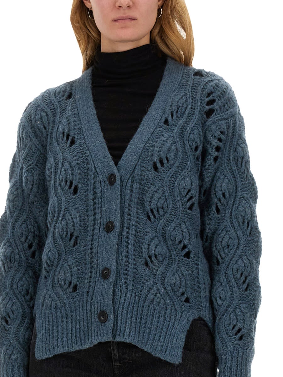 Shop Mila Schön Alpaca Cardigan In Blue