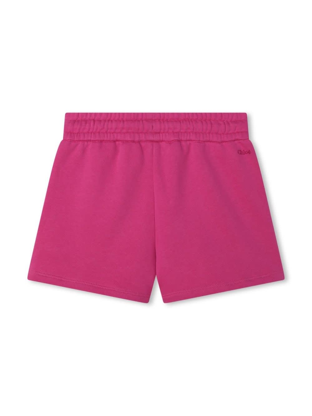 Shop Chloé Fuchsia Sporty Shorts With Studs In Pink
