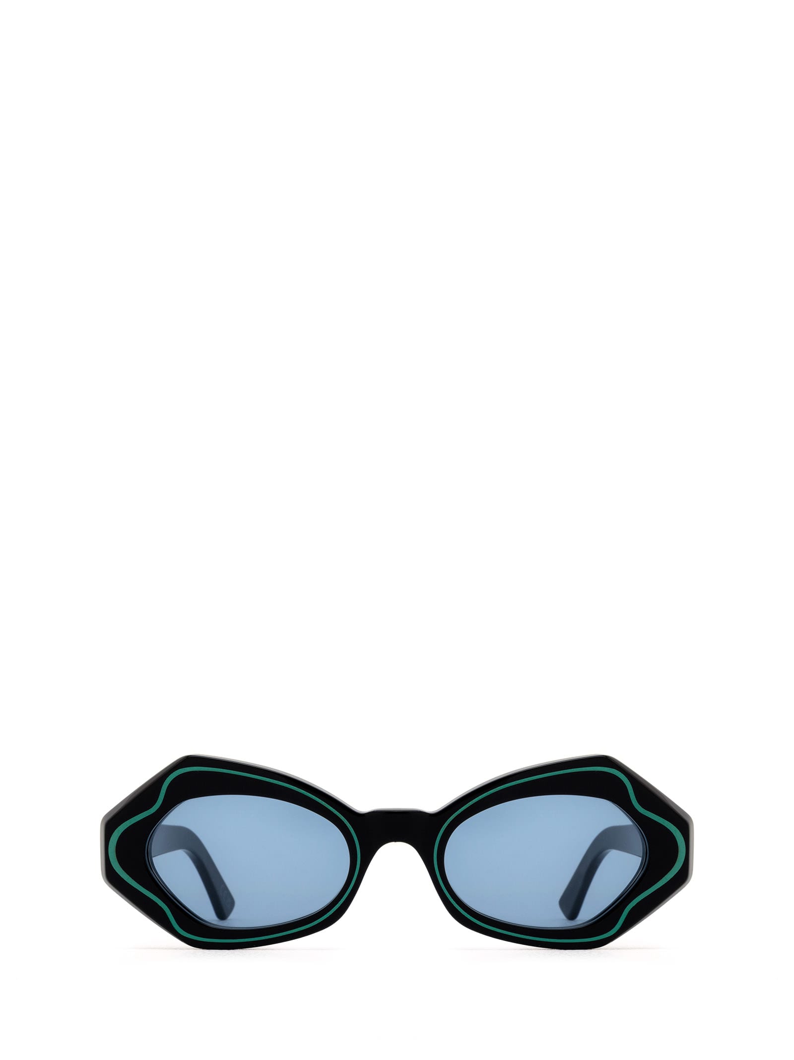 Shop Marni Eyewear Unlahand Black / Green Sunglasses