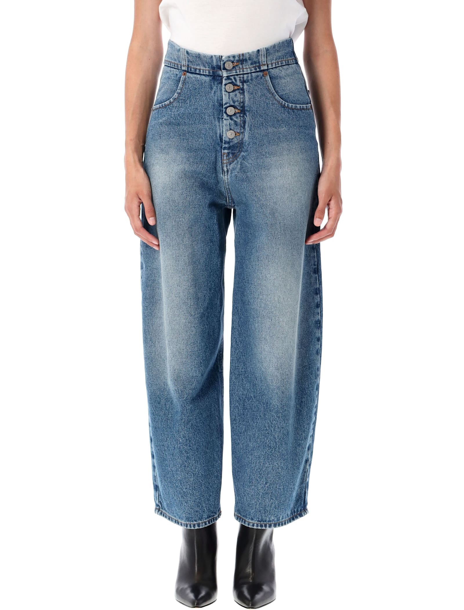 Mm6 Maison Margiela Straight Leg Cropped Jeans In Blue
