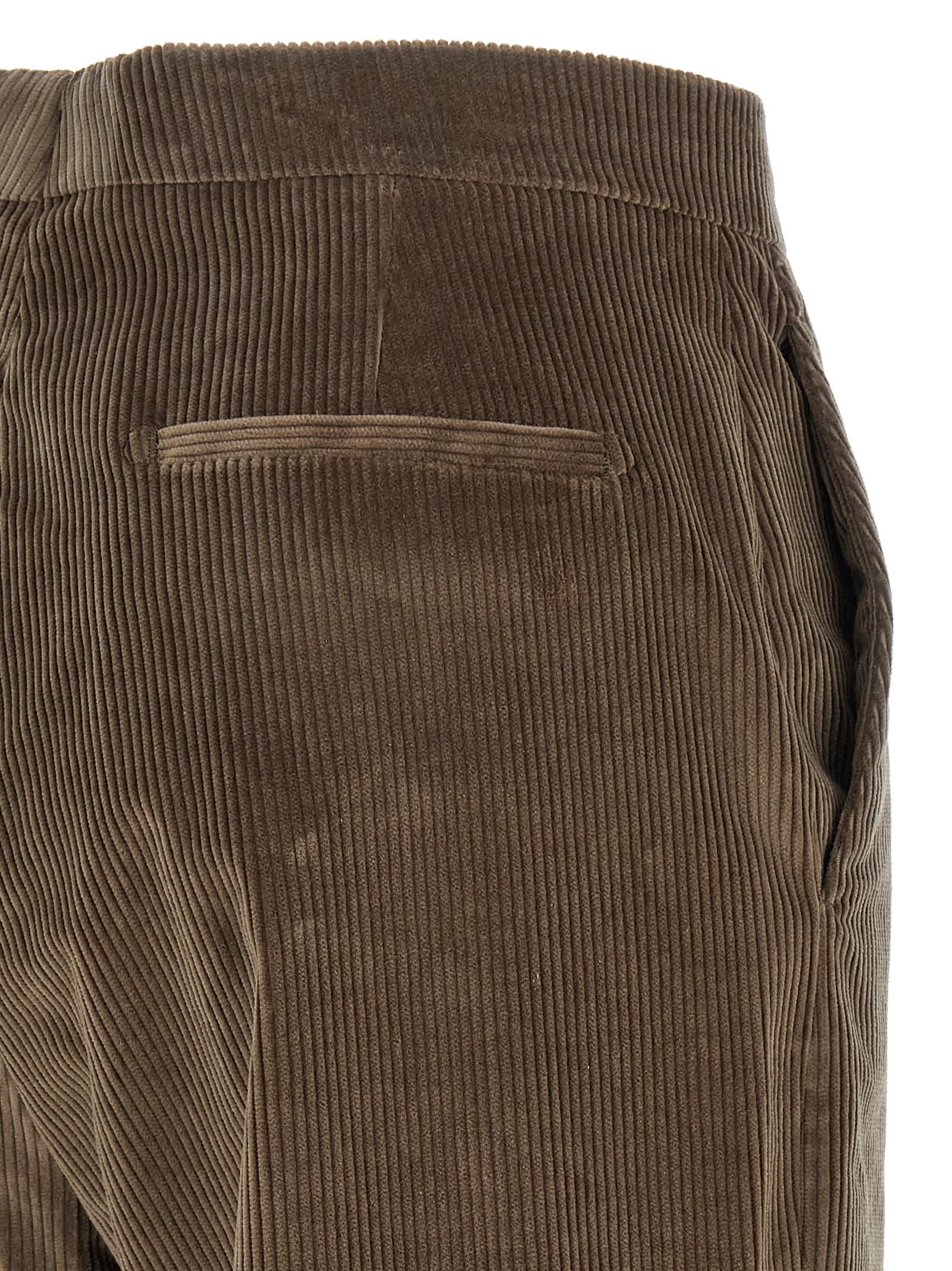 Tagliatore Wide Leg Corduroy Trousers And Pockets In Brown