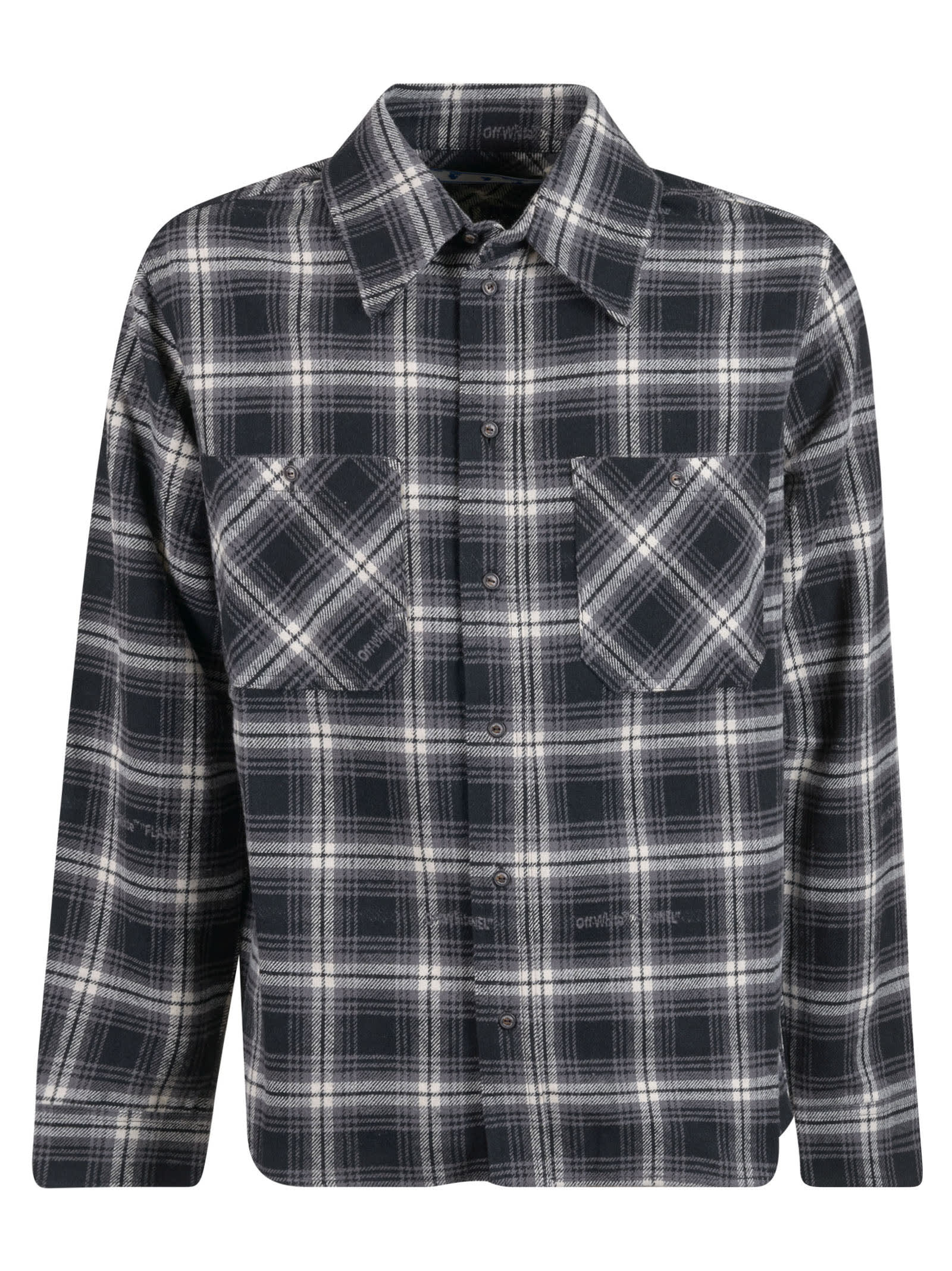 OFF-WHITE STENCIL FLANNEL CHECK SHIRT,11519888