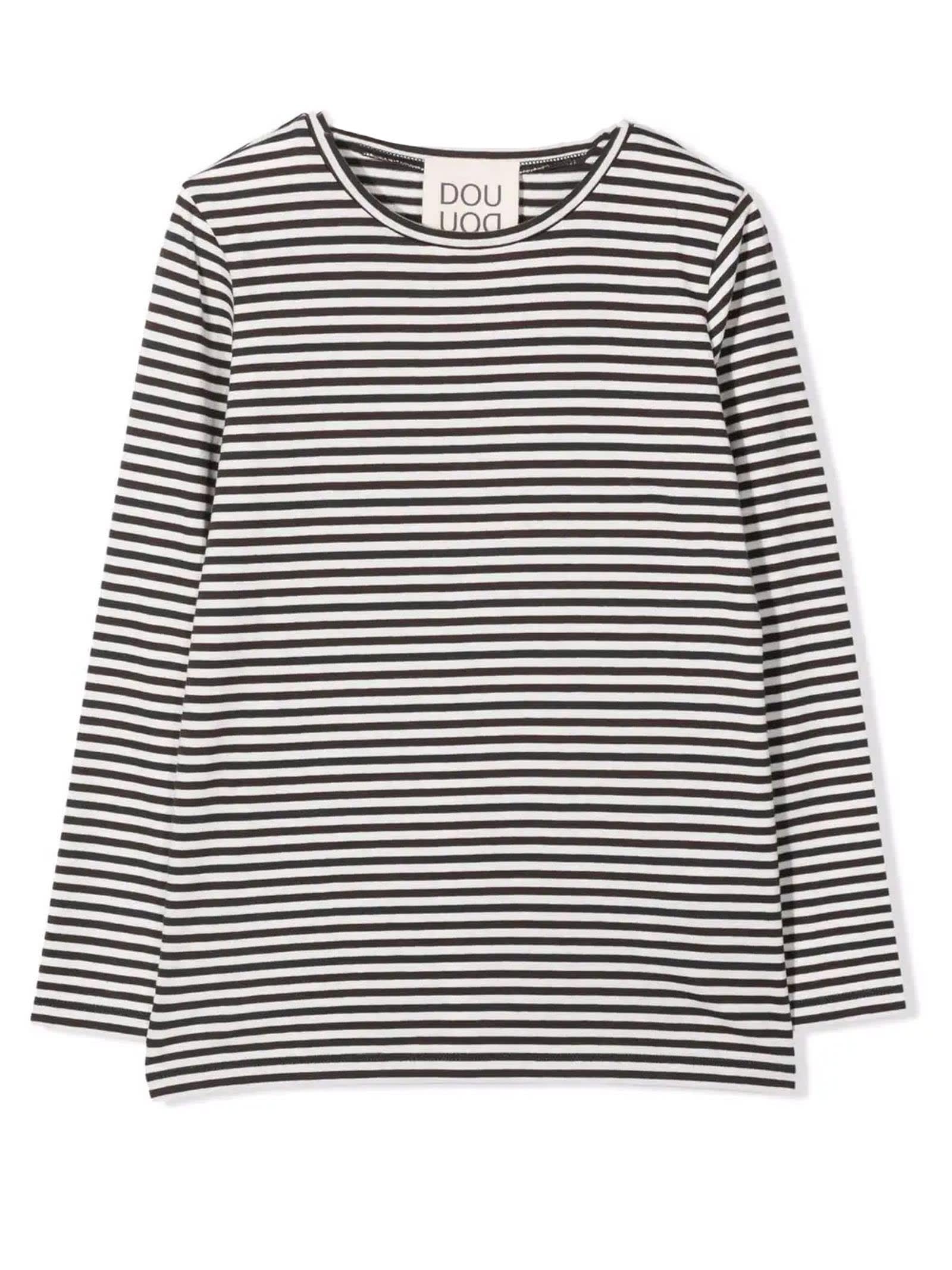 Douuod White And Black Striped T-shirt