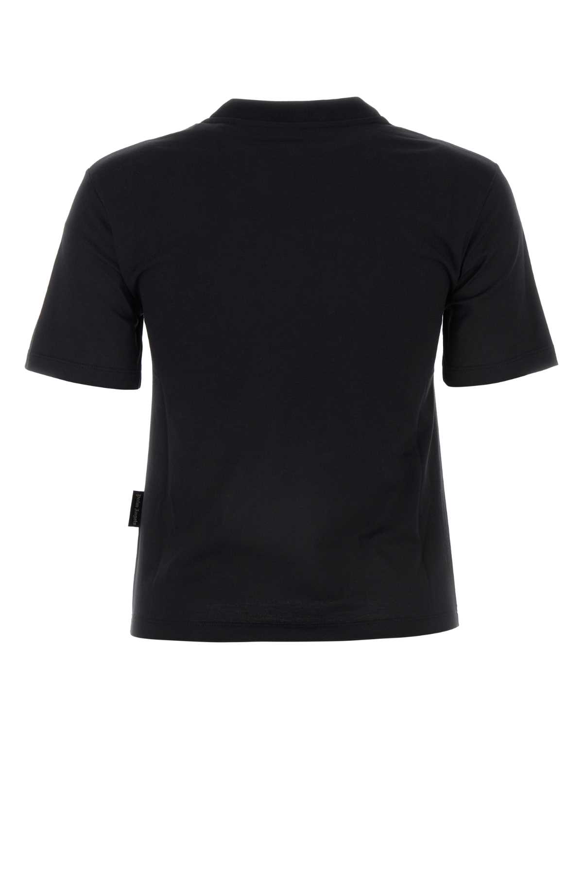 Palm Angels Black Cotton T-shirt In Blackblack