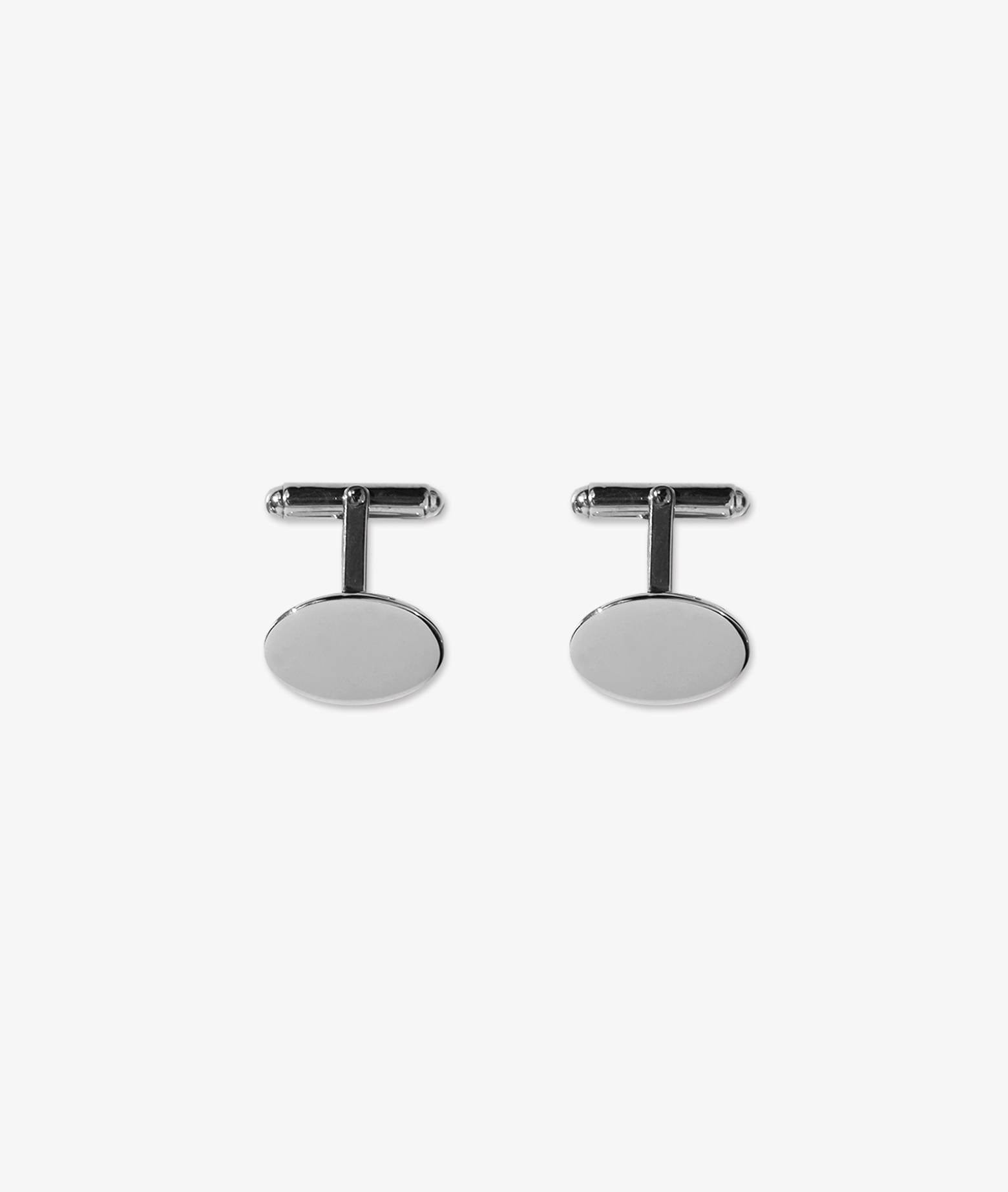 Shop Larusmiani Oval Plain Cufflinks Cufflinks In Silver