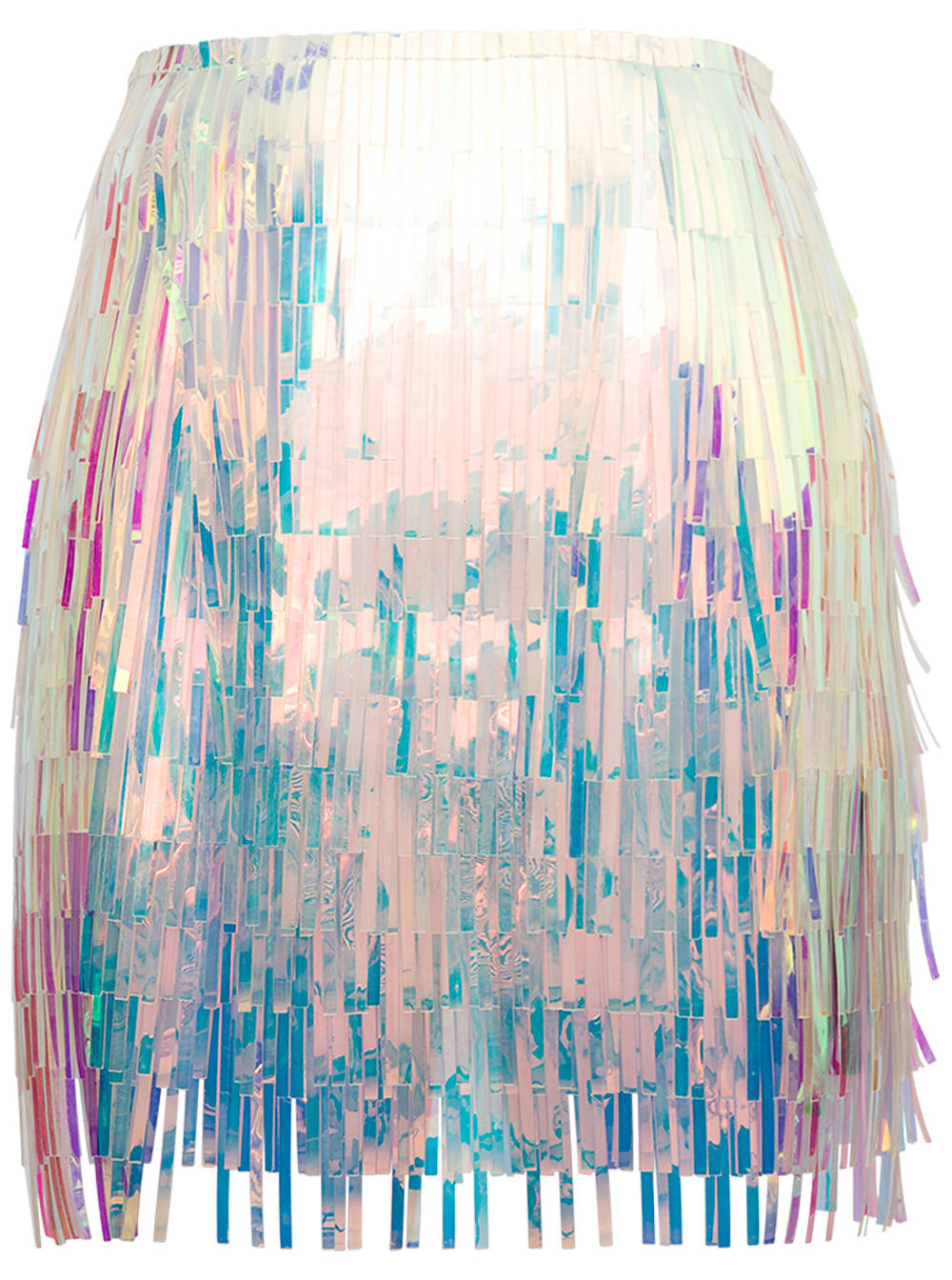 Dolce & Gabbana Holographic Fabric Skirt With Fringes