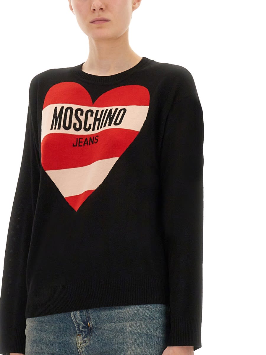 Moschino Jeans Mesh With Inlay Pattern In Black