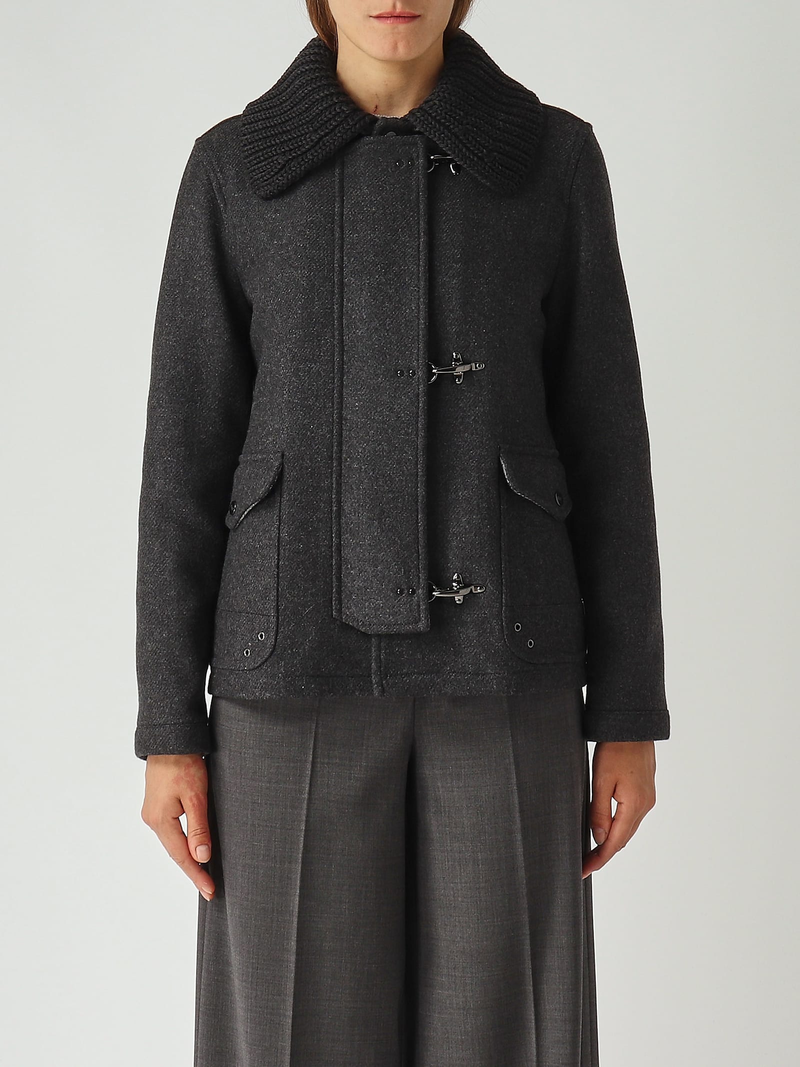 Fay Mini 3 Ganci Foderato Coat In Gray