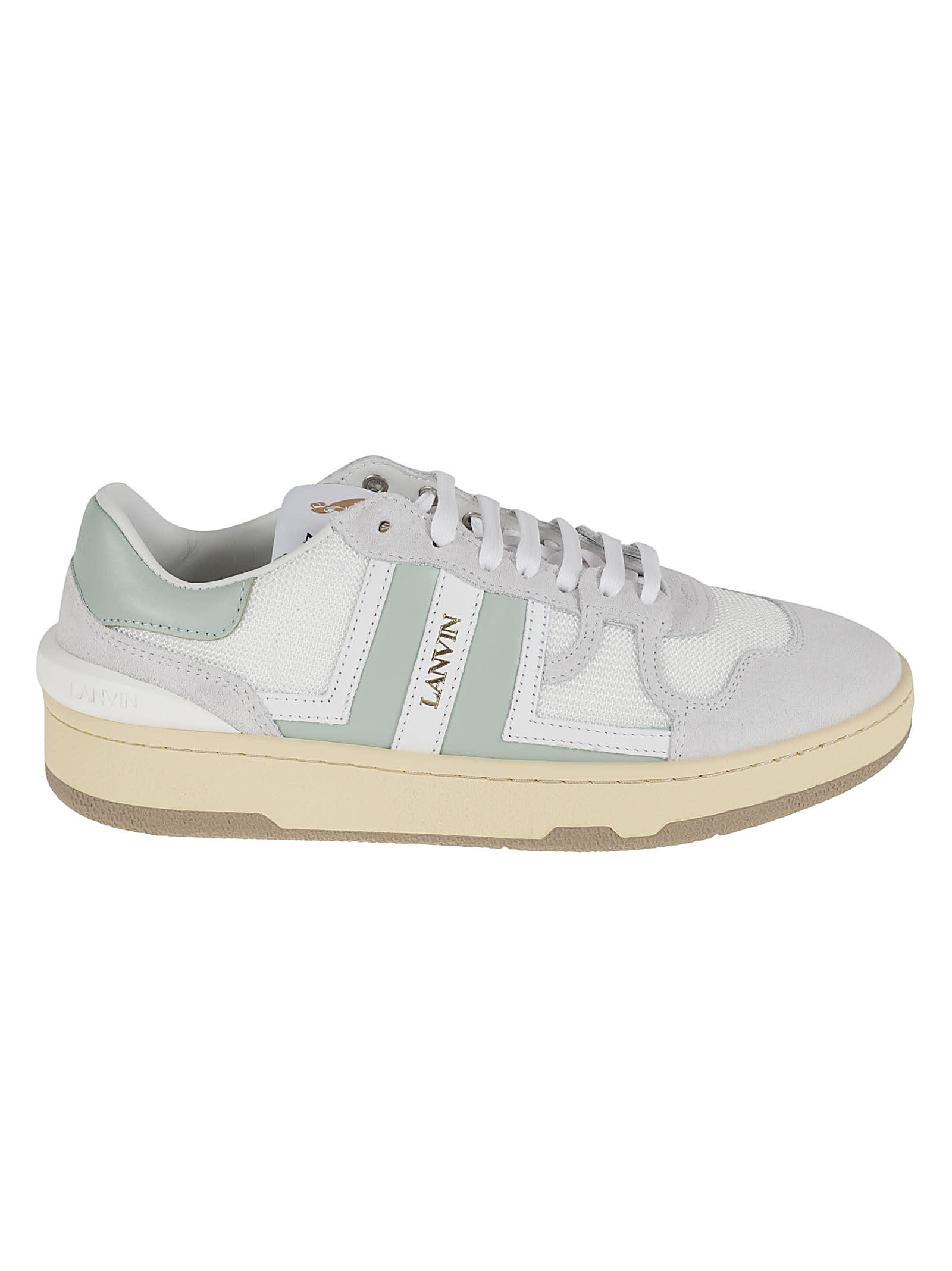 Shop Lanvin Clay Low Top Sneakers In White/sauge