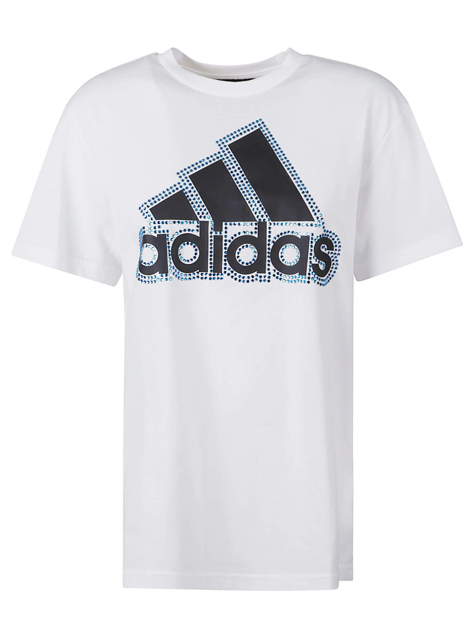 Adidas Originals Logo Embellished T-shirt In White