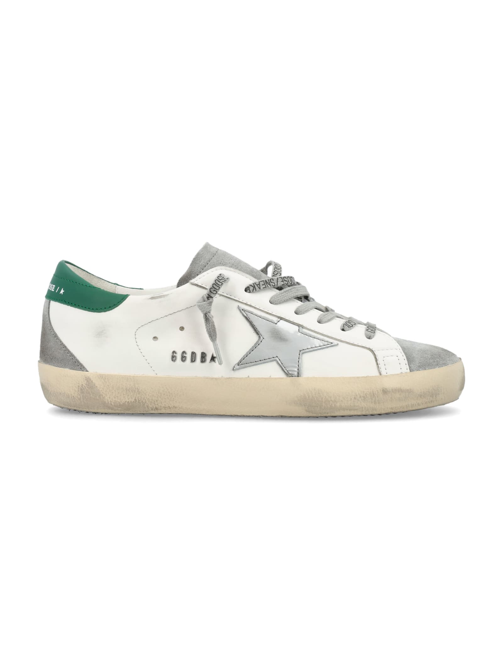 Shop Golden Goose Super-star Classic Sneakers In White Silver Green