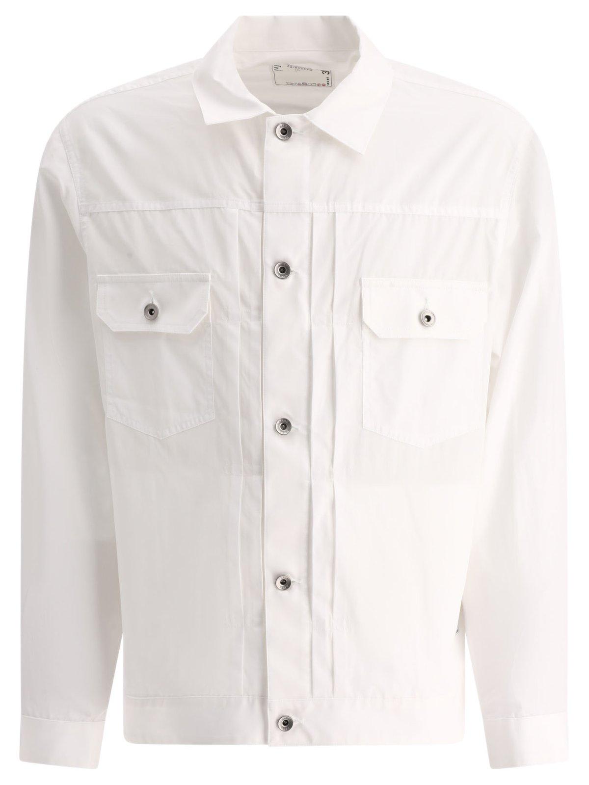 Shop Sacai Long Sleeved Thomas Mason Shirt In 151 Off White