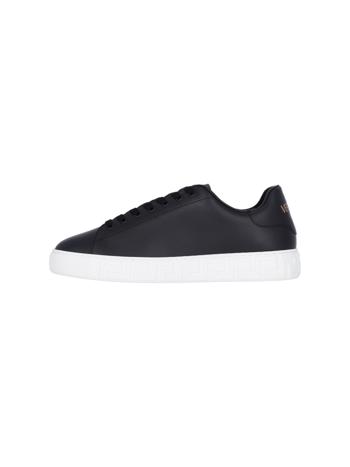 Shop Versace Greca Low-top Sneakers In Black