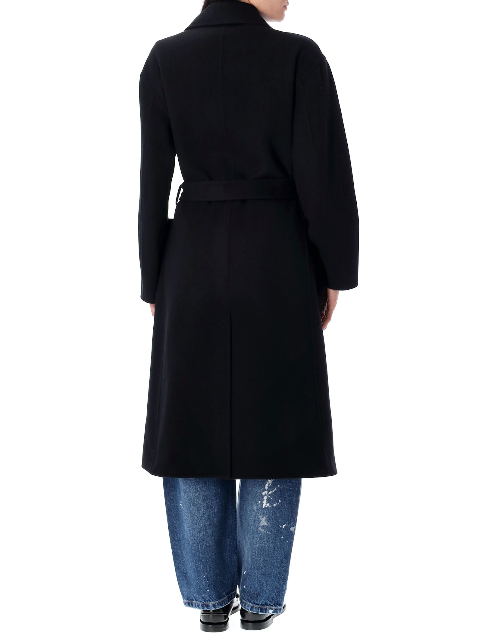 Polo Ralph Lauren Double-faced Wool Wrap Coat In Black