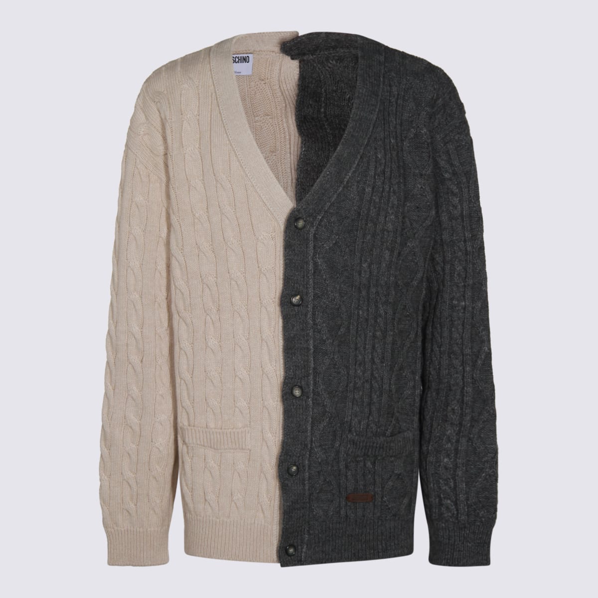 Moschino Grey And Beige Knitwear In Multi