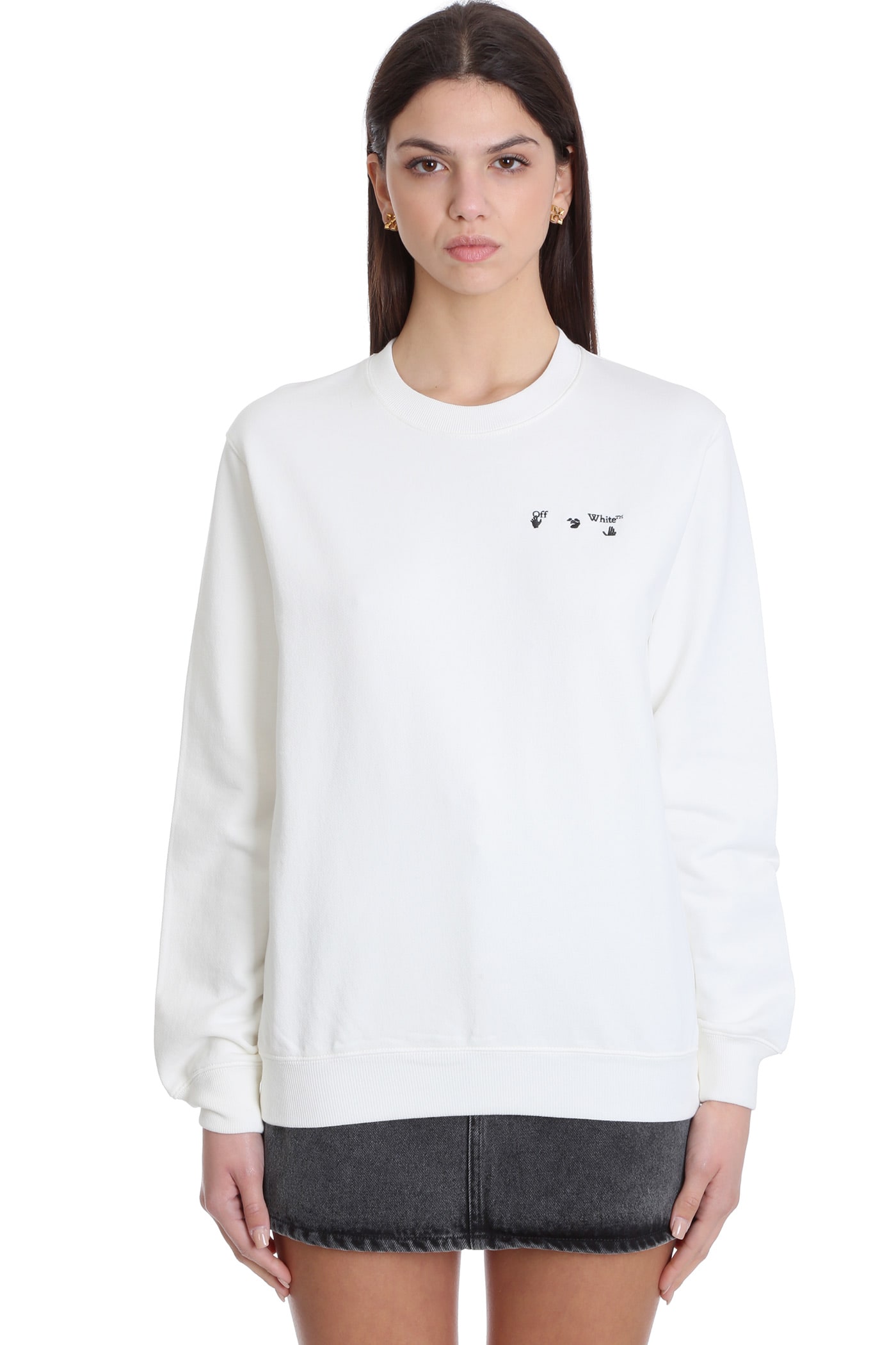 Off-White Arrow Liquid Sweatshirt In White Cotton