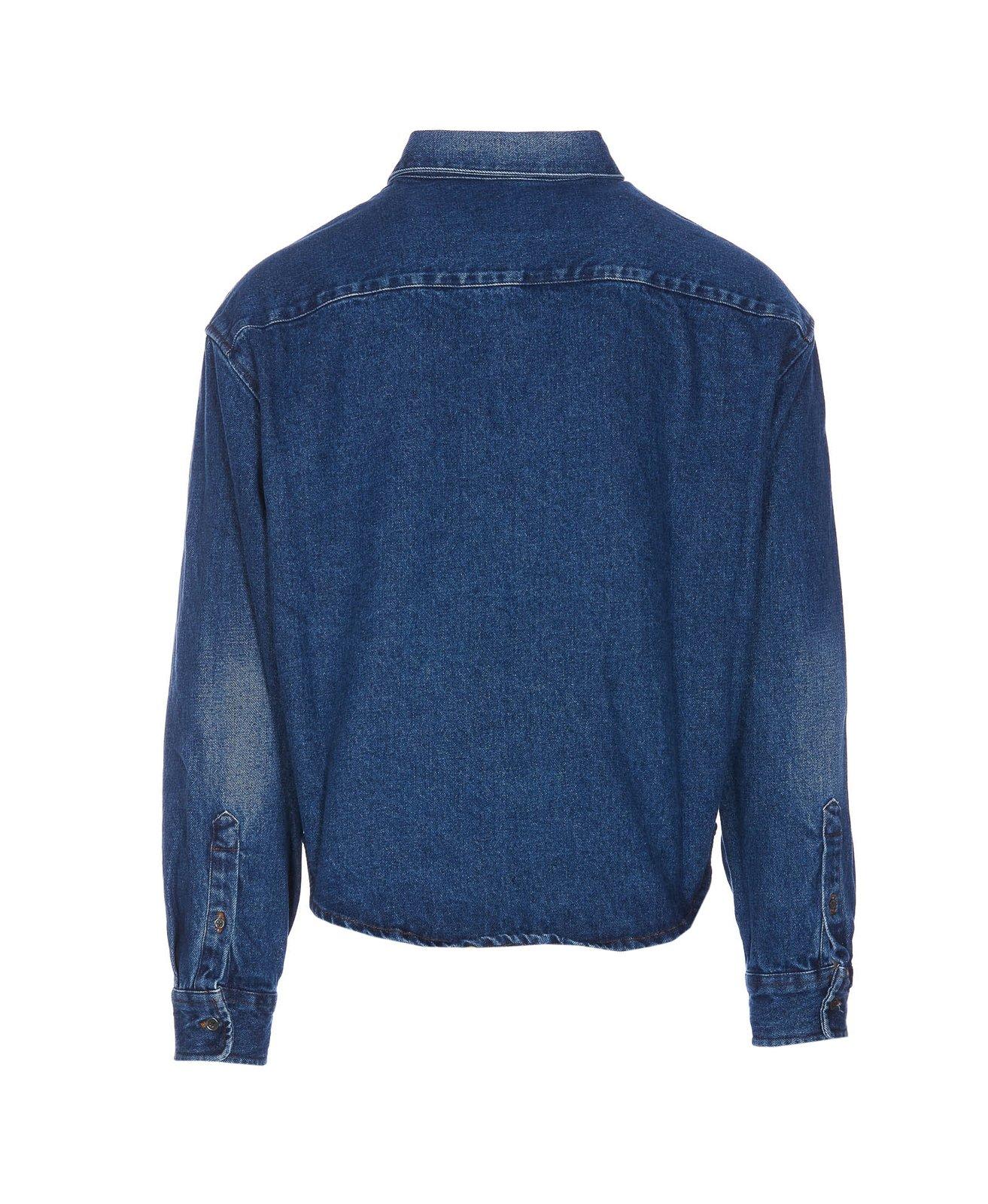 Shop Ami Alexandre Mattiussi Alexandre Mattiussi Button-up Denim Shirt In Blue