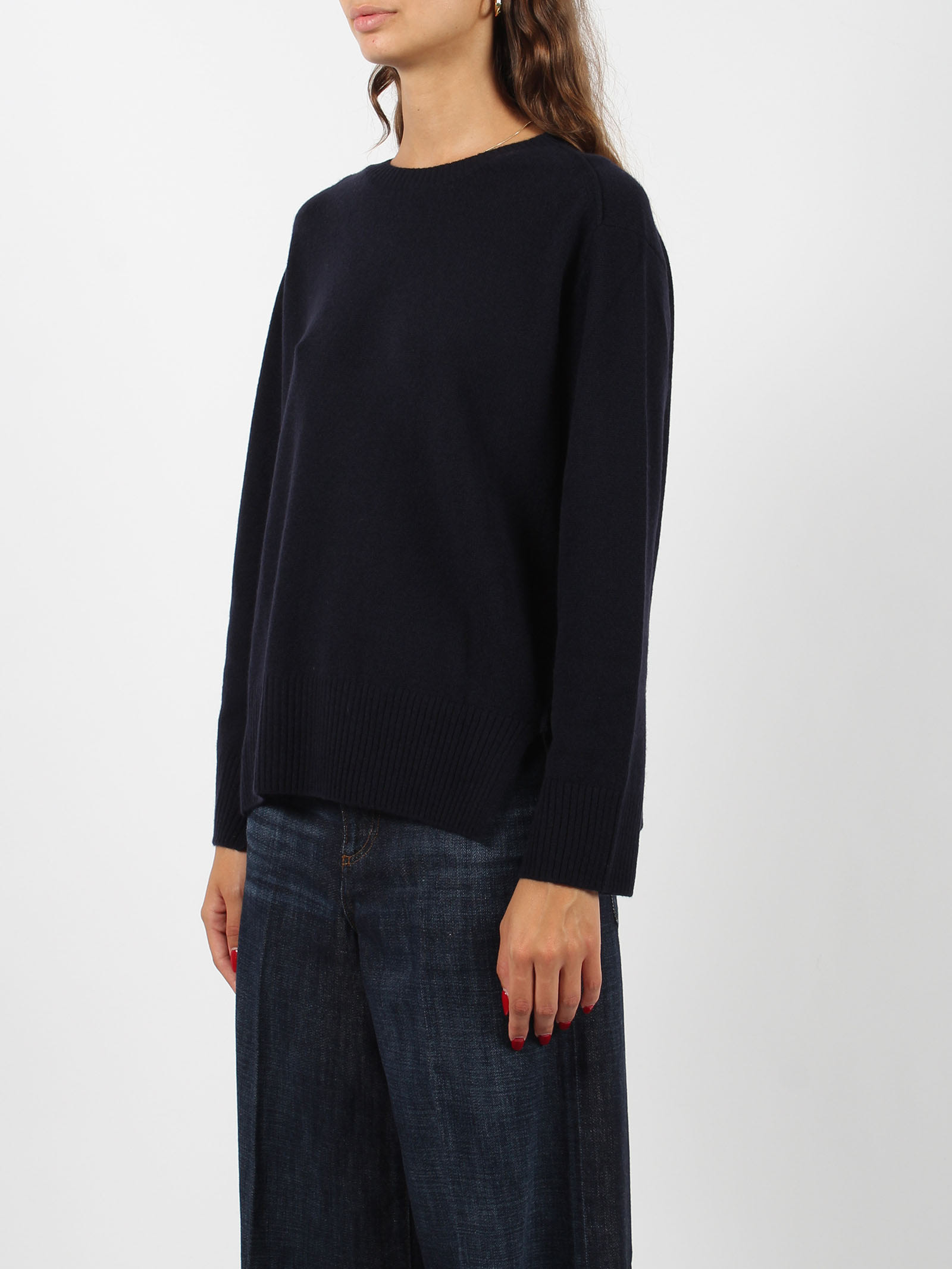 Shop Be You Relaxed Round Neck Sweater In Dark Blue