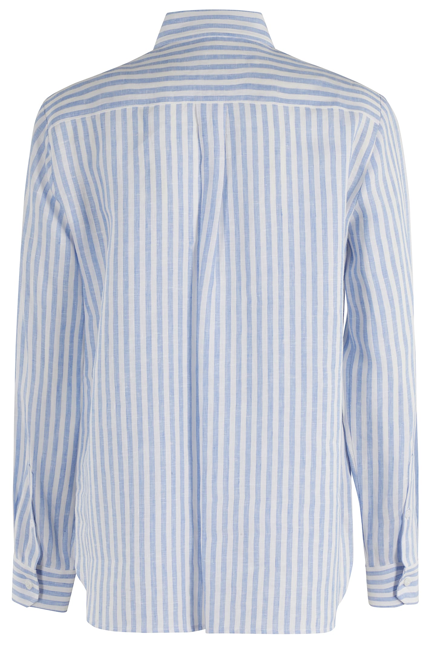 Weekend Max Mara Gestreiftes Hemd Aus Leinen In Azzurro