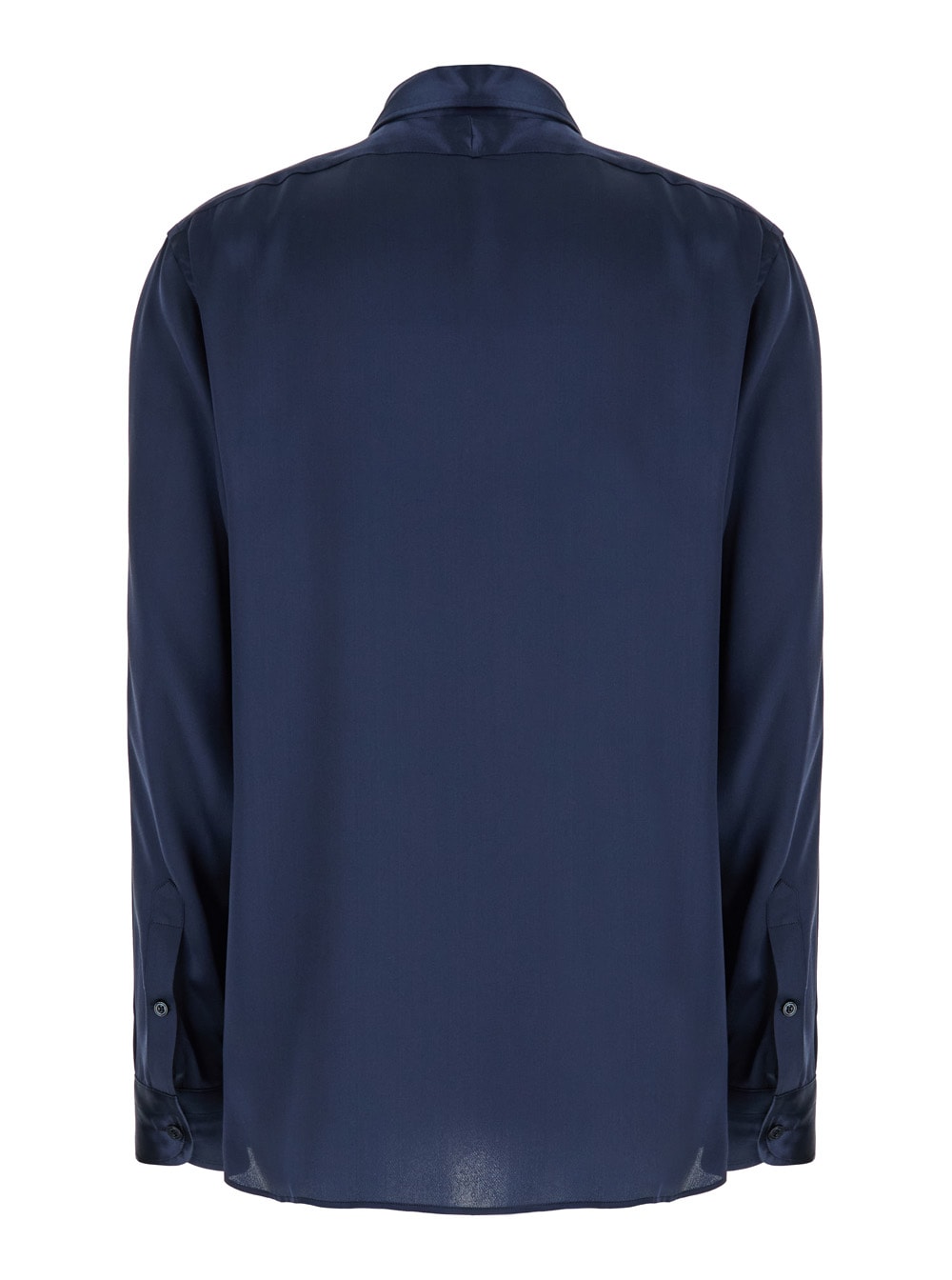 Shop Tom Ford Blue Shirt With Pleats In Fluid Silk Woman