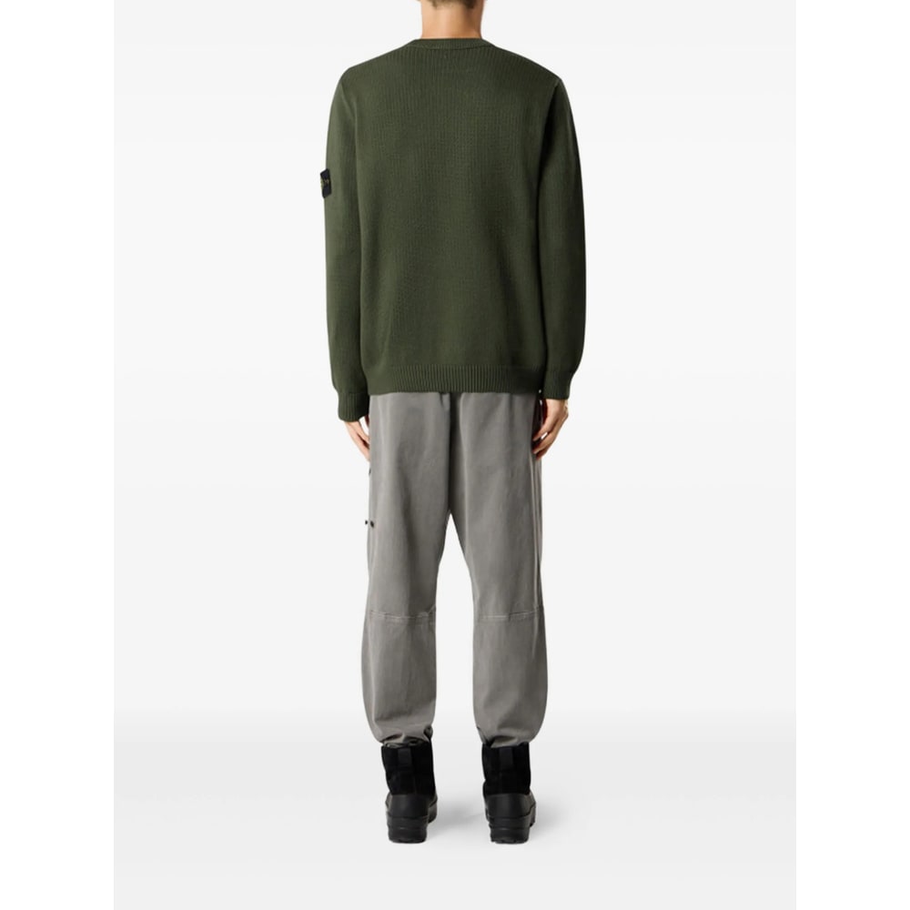 Stone Island Knit Crewneck Sweater In Full Rib Rws Wool Clothing In Green