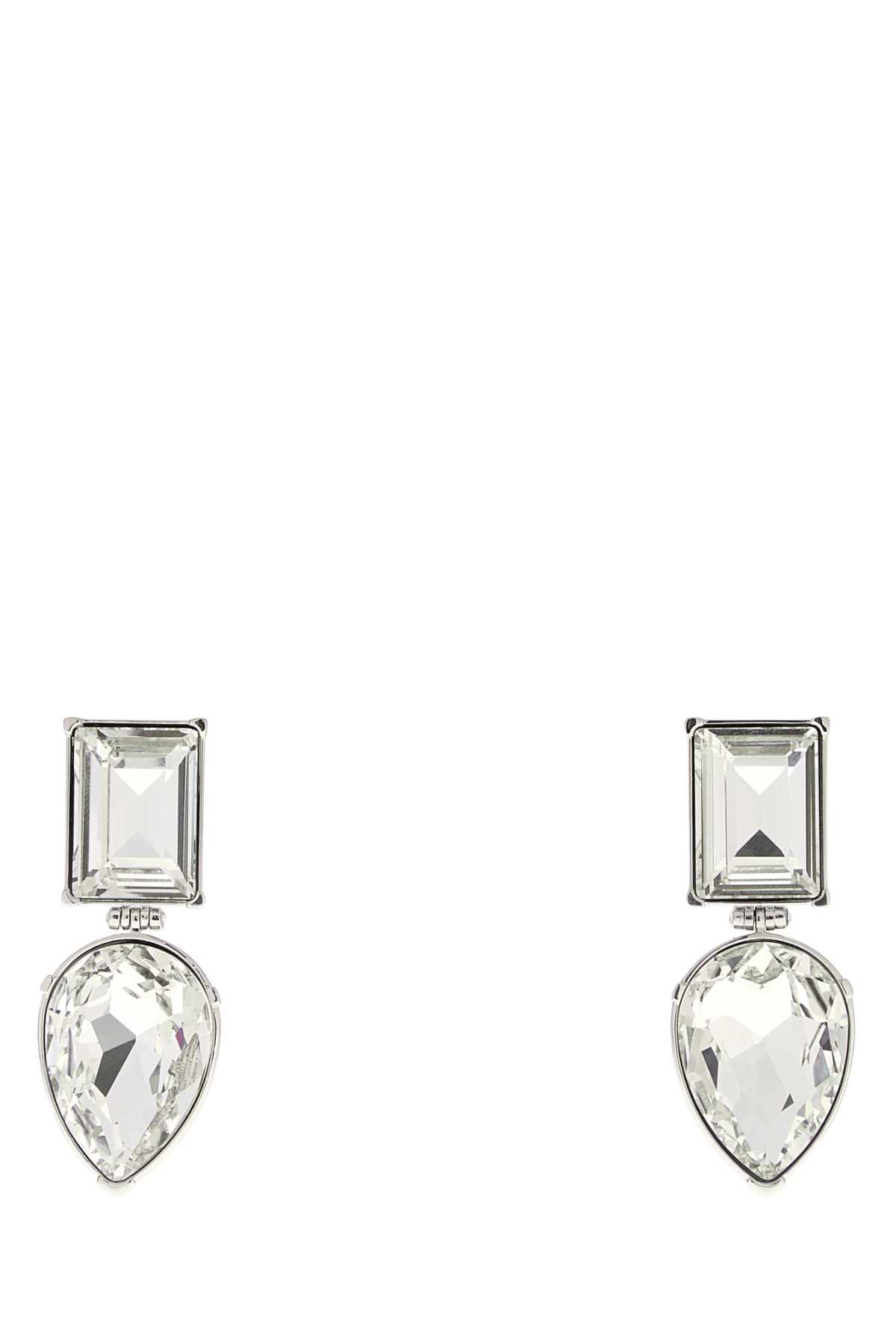 Alexander Mcqueen Geometric Crystal Stud Earrings In Metallic