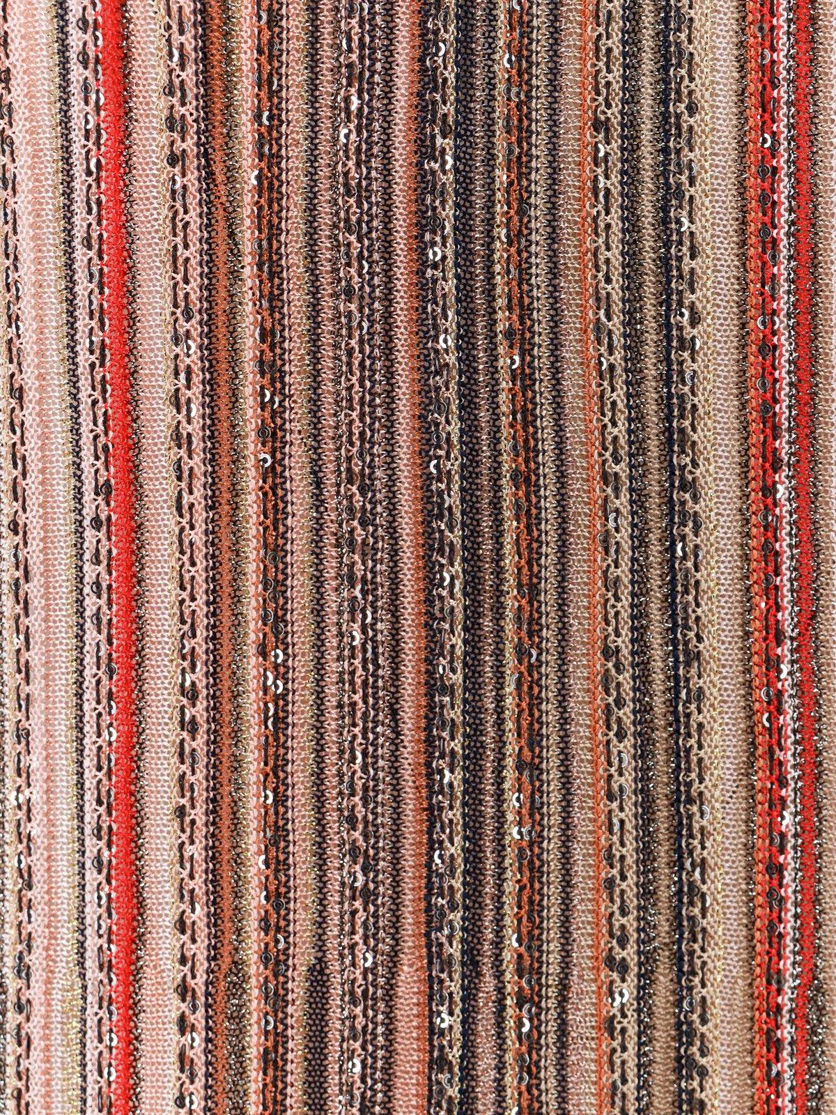 Shop Missoni Sequins Striped Knit Long Cardigan In Black/neutrals