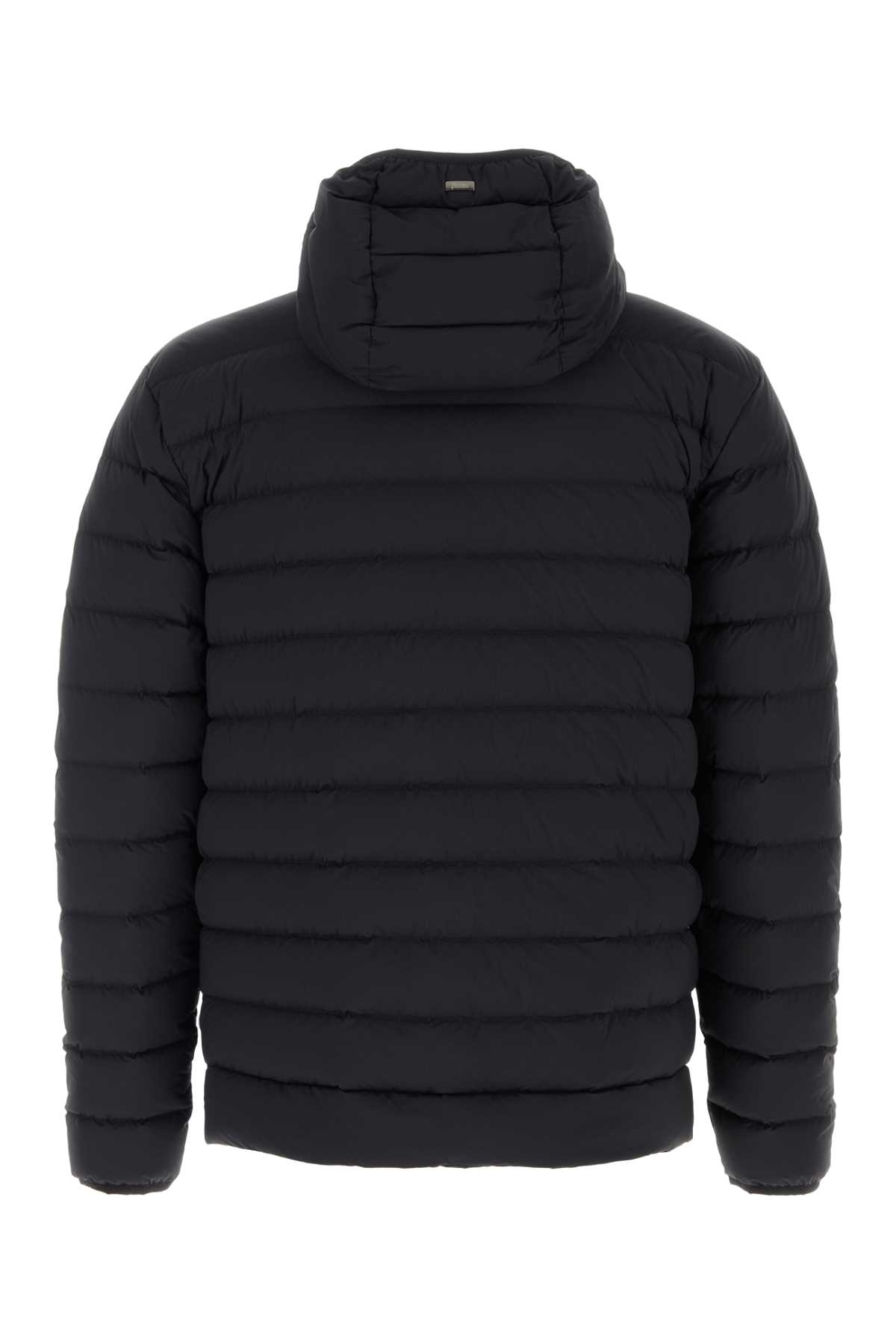 Herno Midnight Blue Stretch Nylon Jacket In Black