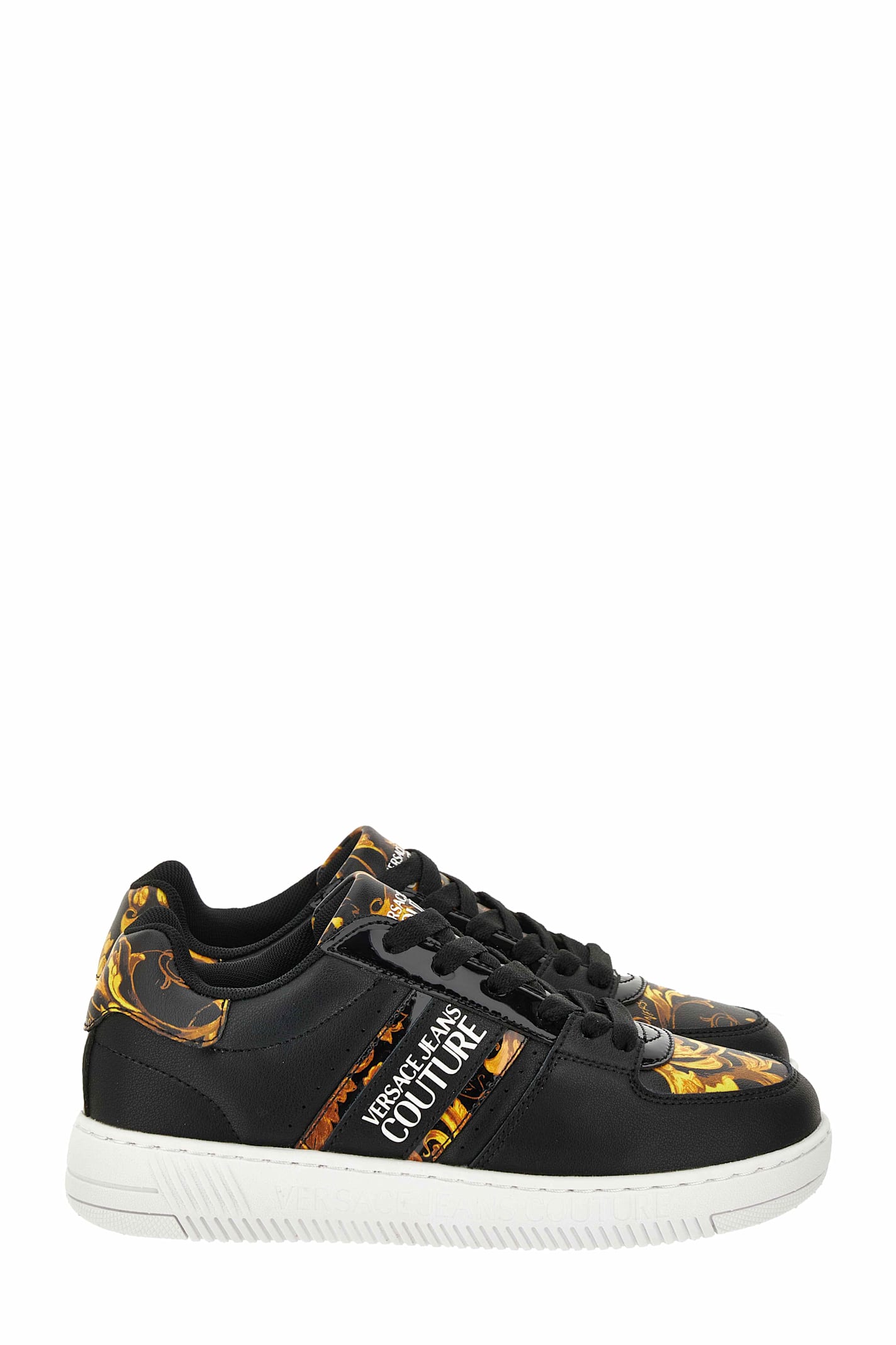 Versace Jeans Couture Baroque-print Trainers In Black