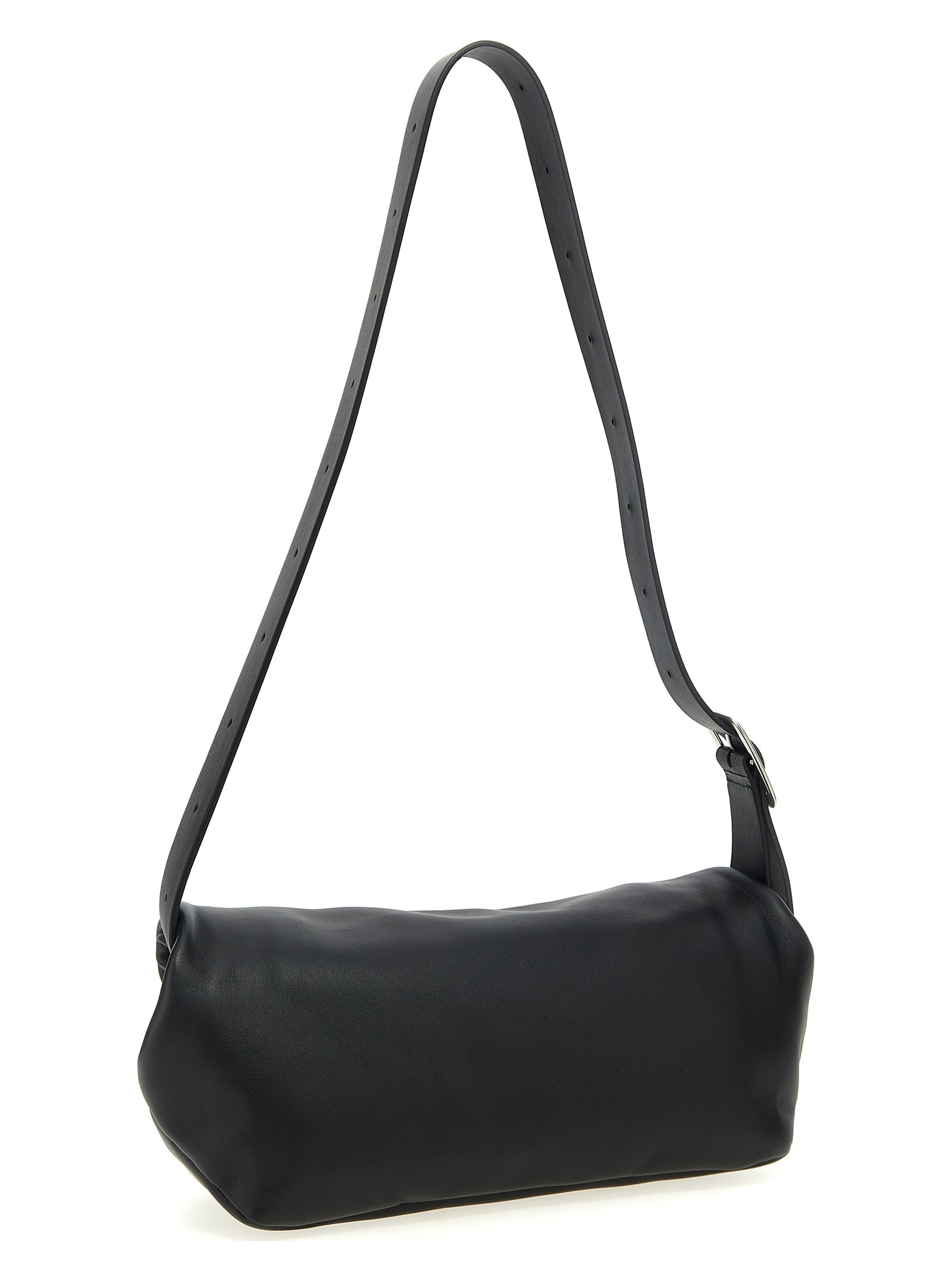 Jil Sander Black Rollup Small Square Belt Bag In Black