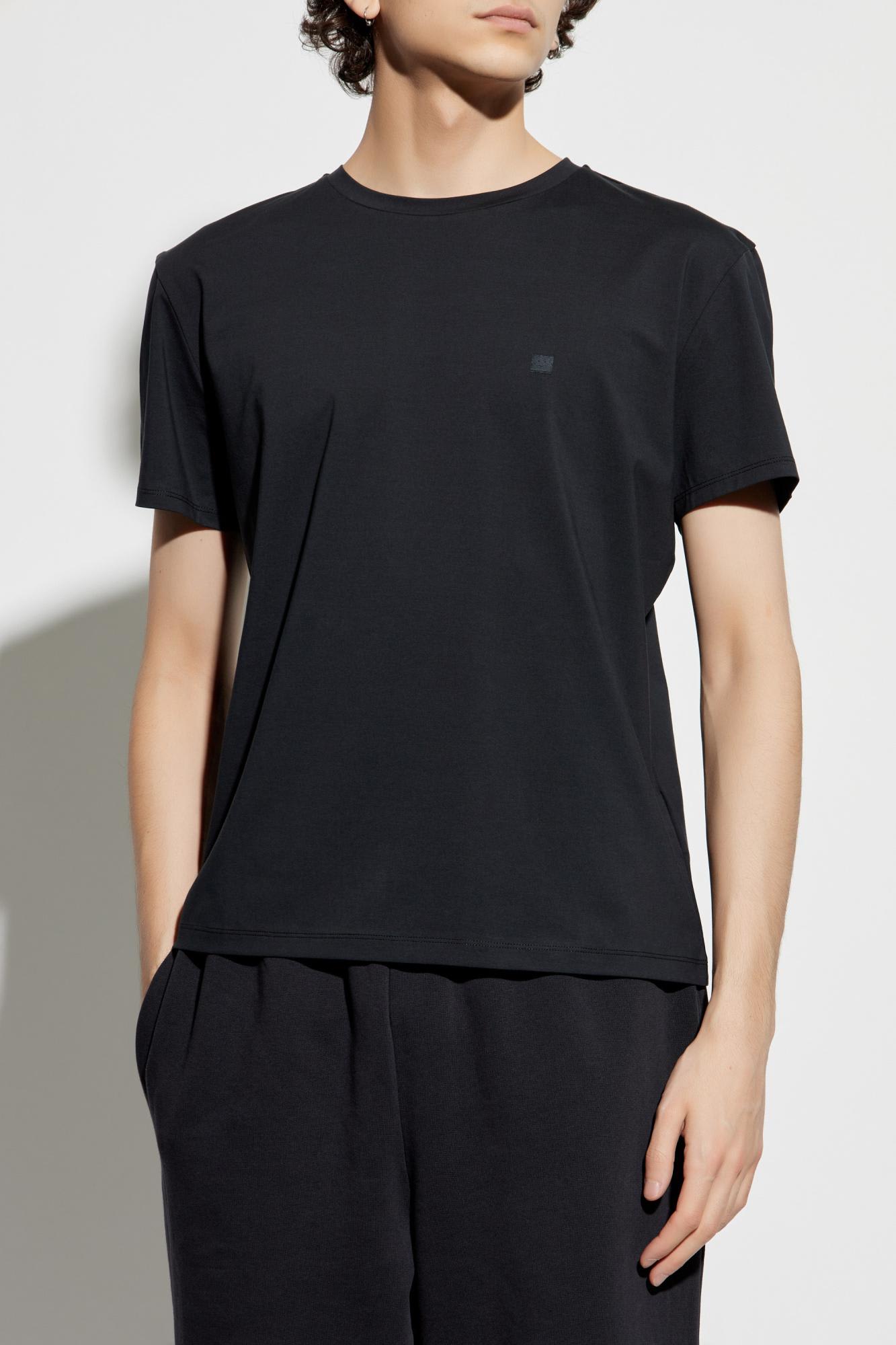 Acne Studios Men Crewneck T-shirt With Logo In Black