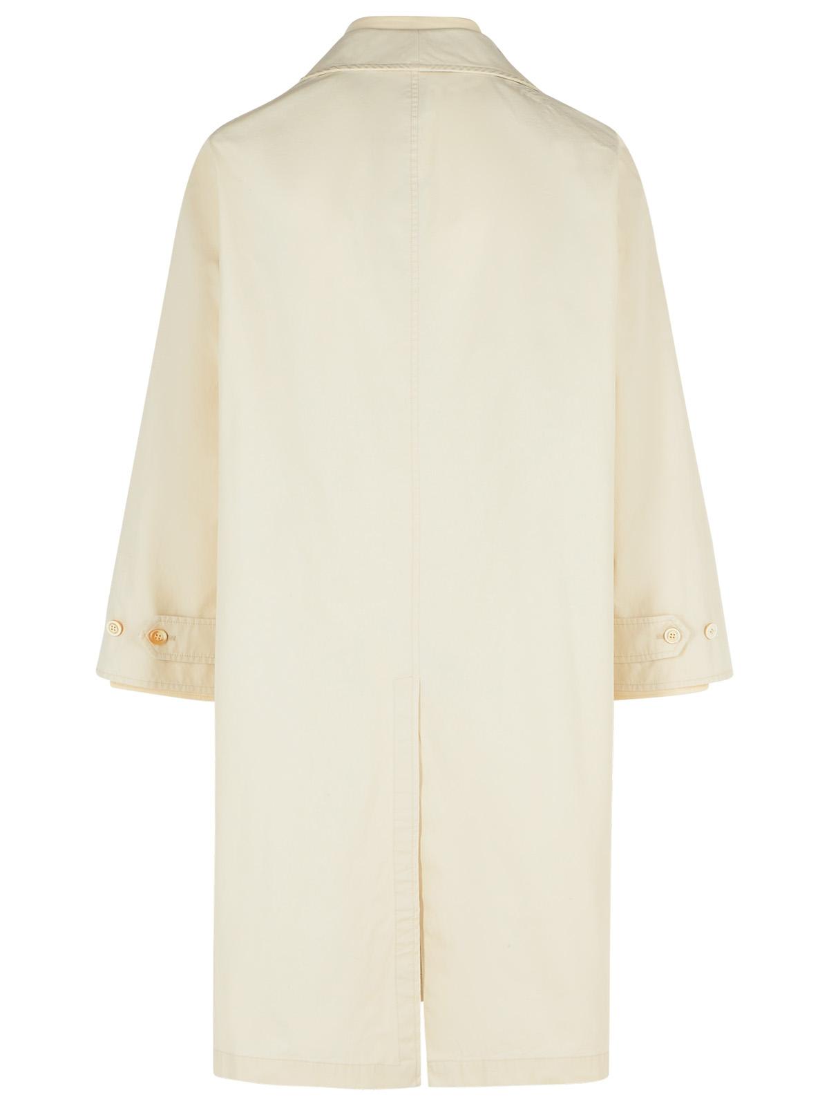 Maison Margiela Cotton Trench Coat With Point Collar And Side Pockets In Ivory