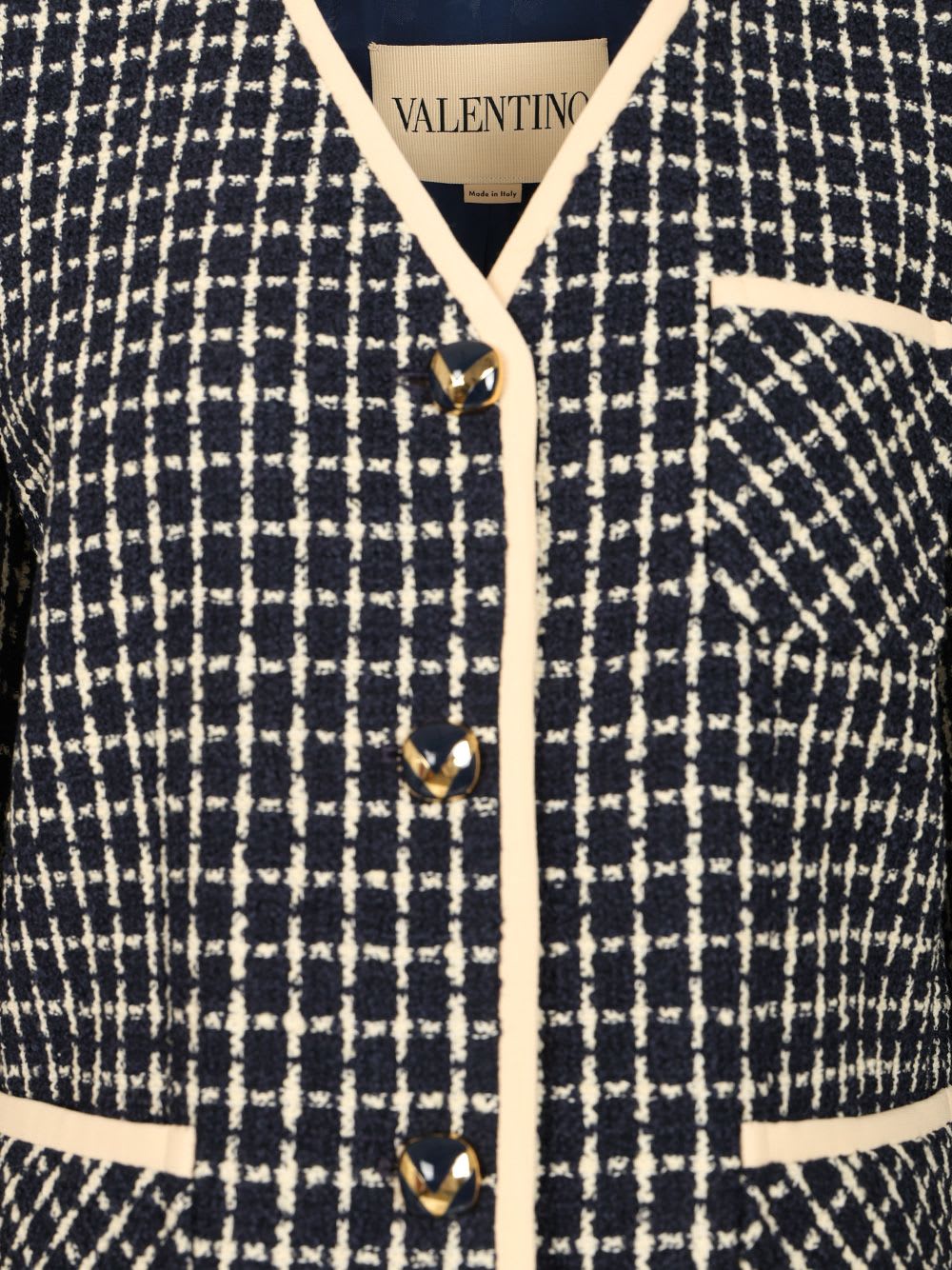 Valentino Boucle Wool Blend Jacket With Contrast Trim In Multi