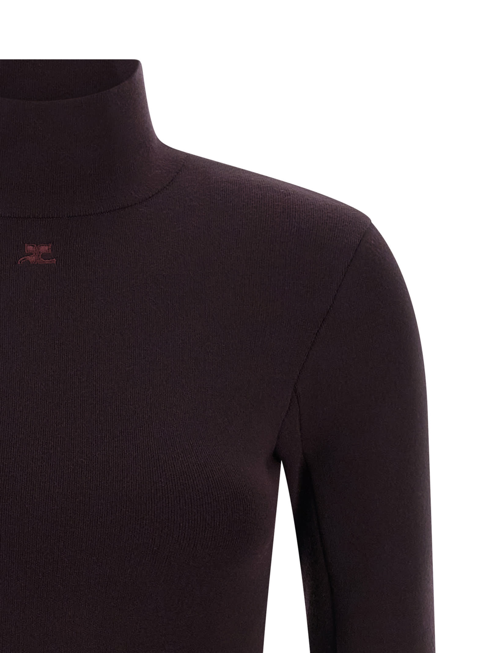 Courrèges Maroon Interlock Viscose Sweater In Burgundy
