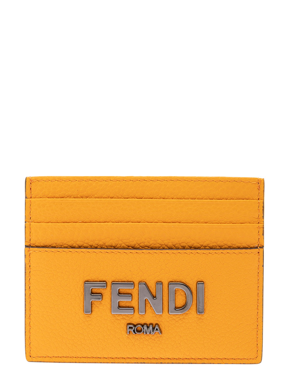 Fendi Black Card-holder With Metal Logo In Relief In Leather Man
